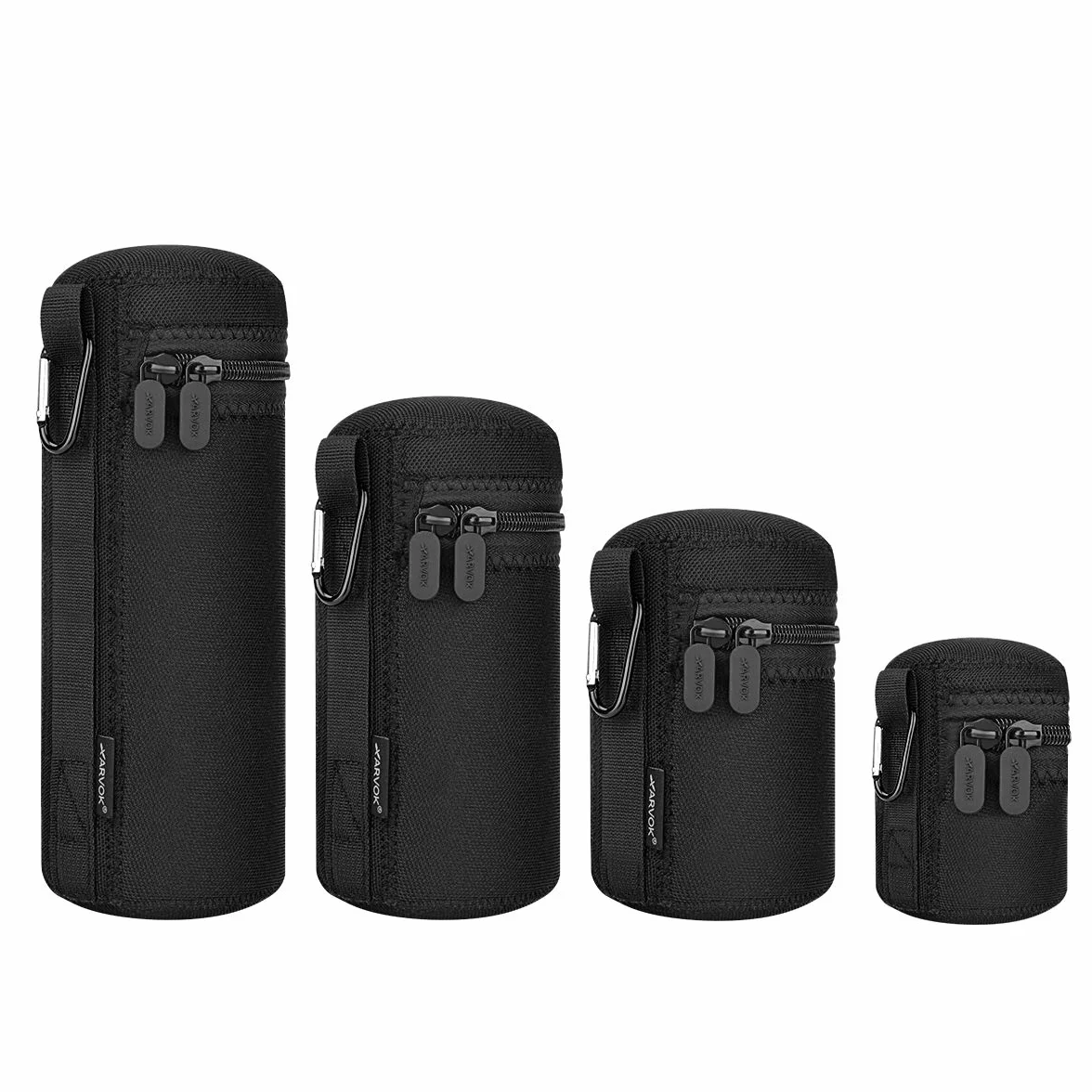 Arvok Objektivtasche, 4 Größen Neopren Objektivbeutel, wasserdichte Schutzbeutel für Kamera Objektiv, 5mm Dicke Wasserabweisend und Stoßdämpfend für DSLR-Kameraobjektiv, Schwarz & Grau
