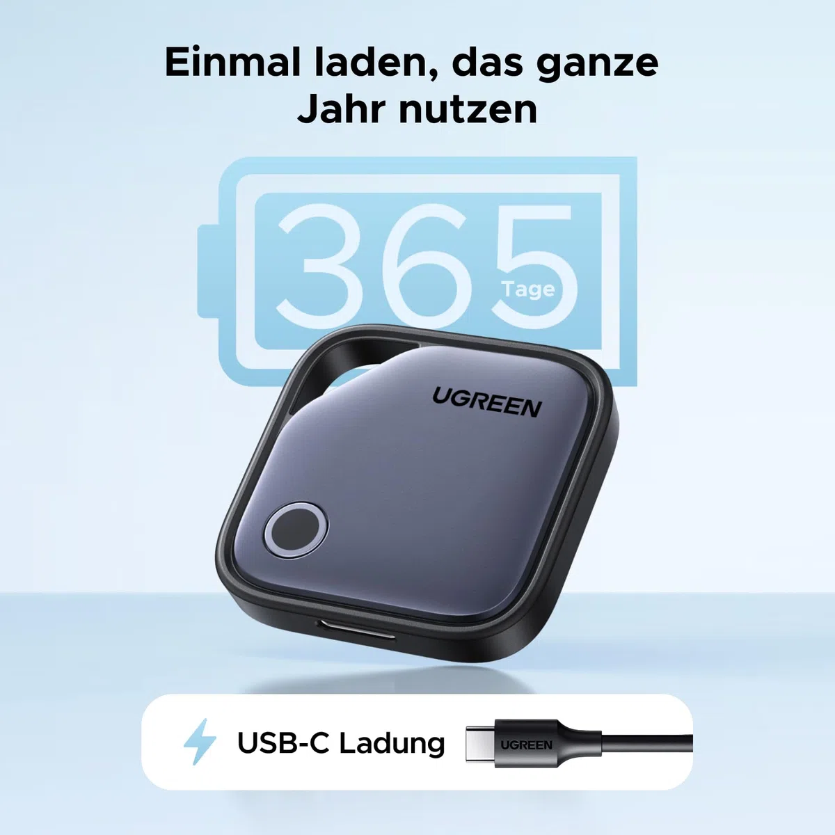 UGREEN FineTrack Duo 4 Pack für iOS & Android, USB C aufladbarer GPS Tracker kompatibel mit Apple Find My oder Google Find Hub, 12 Monaten Laufzeit, Schlüsselfinder für Backpack, Koffer, Pass usw.