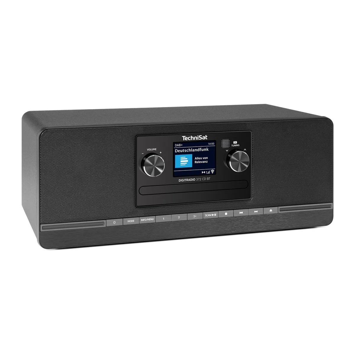 TechniSat DIGITRADIO 372 CD BT - Stereo Digitalradio, Kompaktanlage mit DAB+, UKW, CD-Player, Bluetooth, Farbdisplay, USB, AUX, Kopfhöreranschluss, Wecker, 10 Watt, Fernbedienung - Schwarz