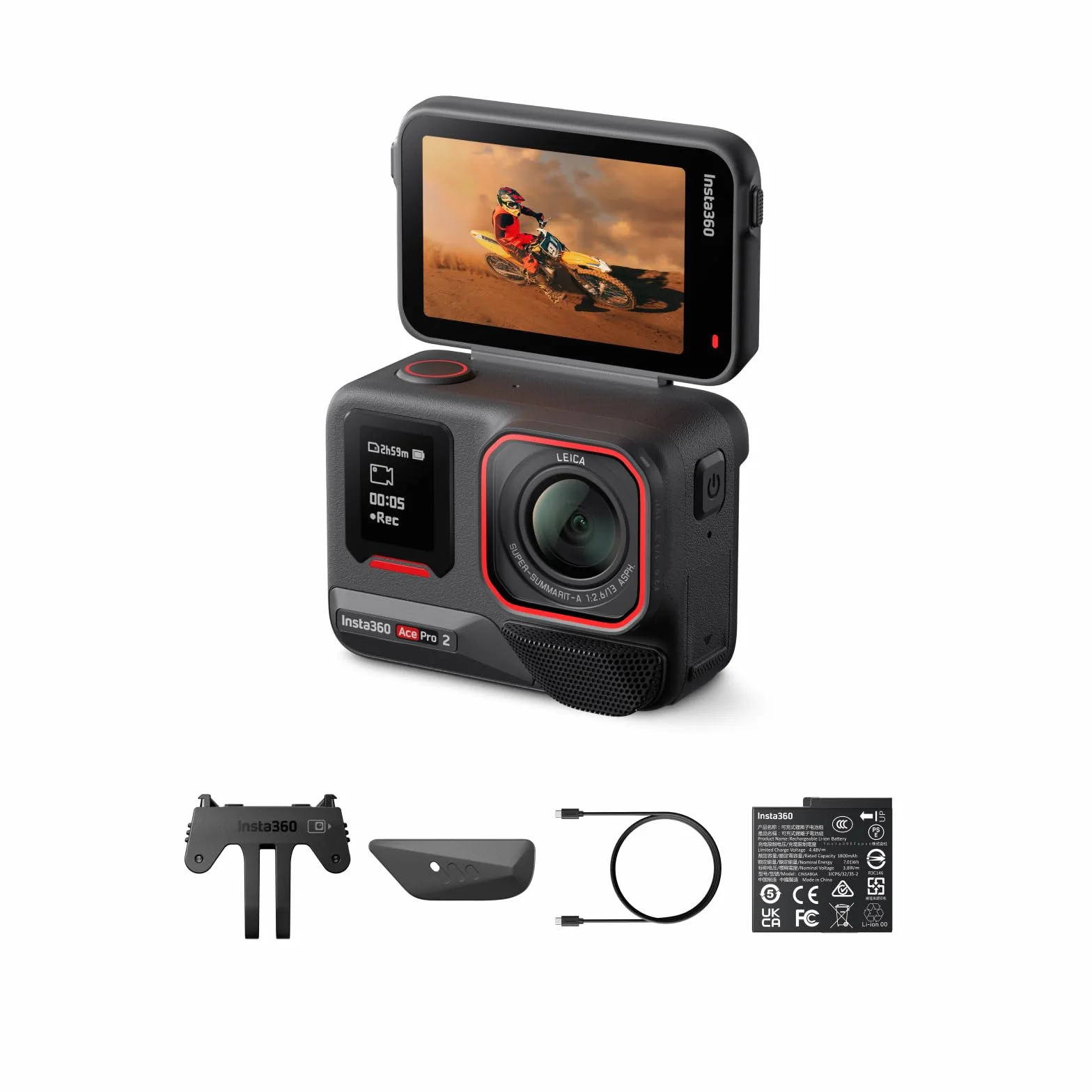 Insta360 Ace Pro 2-8K Action-Cam mit Leica Objektiv, 1/1,3" Sensor, Dual-KI-Chip, Flipscreen