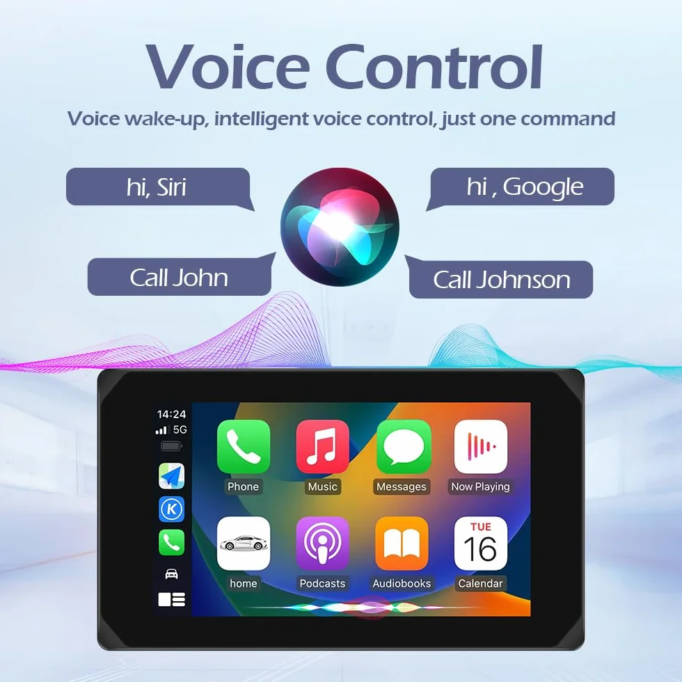 VSYSTO Motorrad Carplay Bildschirm, Wireless Carplay und Android Auto, GPS Navigation, Reifendrucksensoren, Touchscreen WiFi HD 1080P Vorder- und Hinterkamera Motorrad Dash Kamera (CS5)