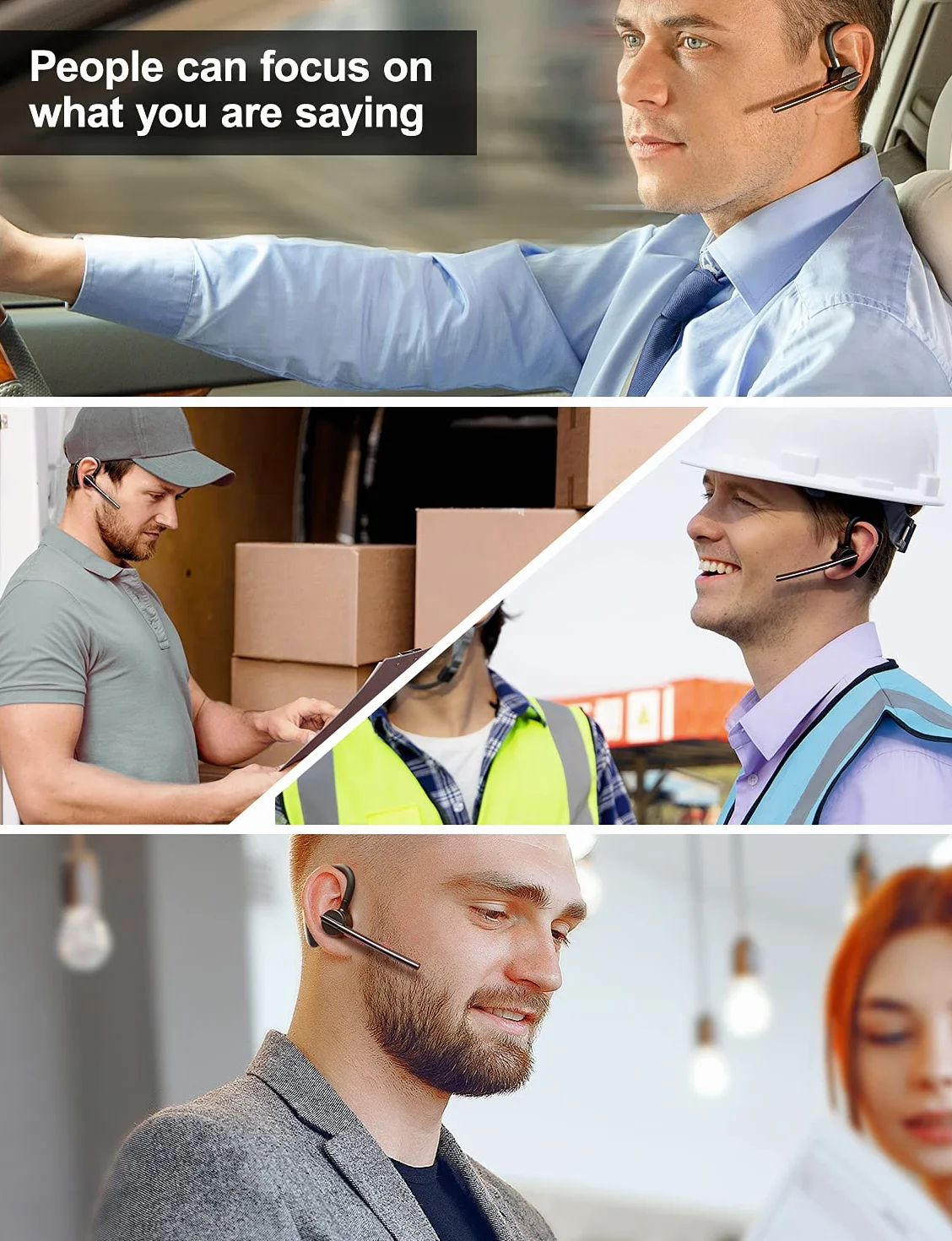New bee Bluetooth Headset mit Mikrofon Bluetooth V5.2 Wireless Headset 24Hrs Sprechzeit CVC8.0 Dual Mic Noise Cancelling für iPhone/Android/Fahrer/Business/Büro