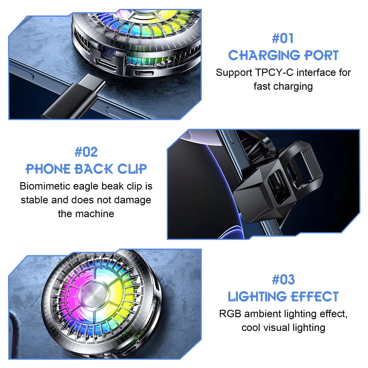 Magnetischer Handy Kühler 15W, Handy-Kühler mit LED Licht, Magnet & Clip Design, 4800–5500 RPM, Ultra Leise Kühlung für 4–7.5 Zoll Smartphones, Universell Kompatibel, Für Gaming & Live Streaming