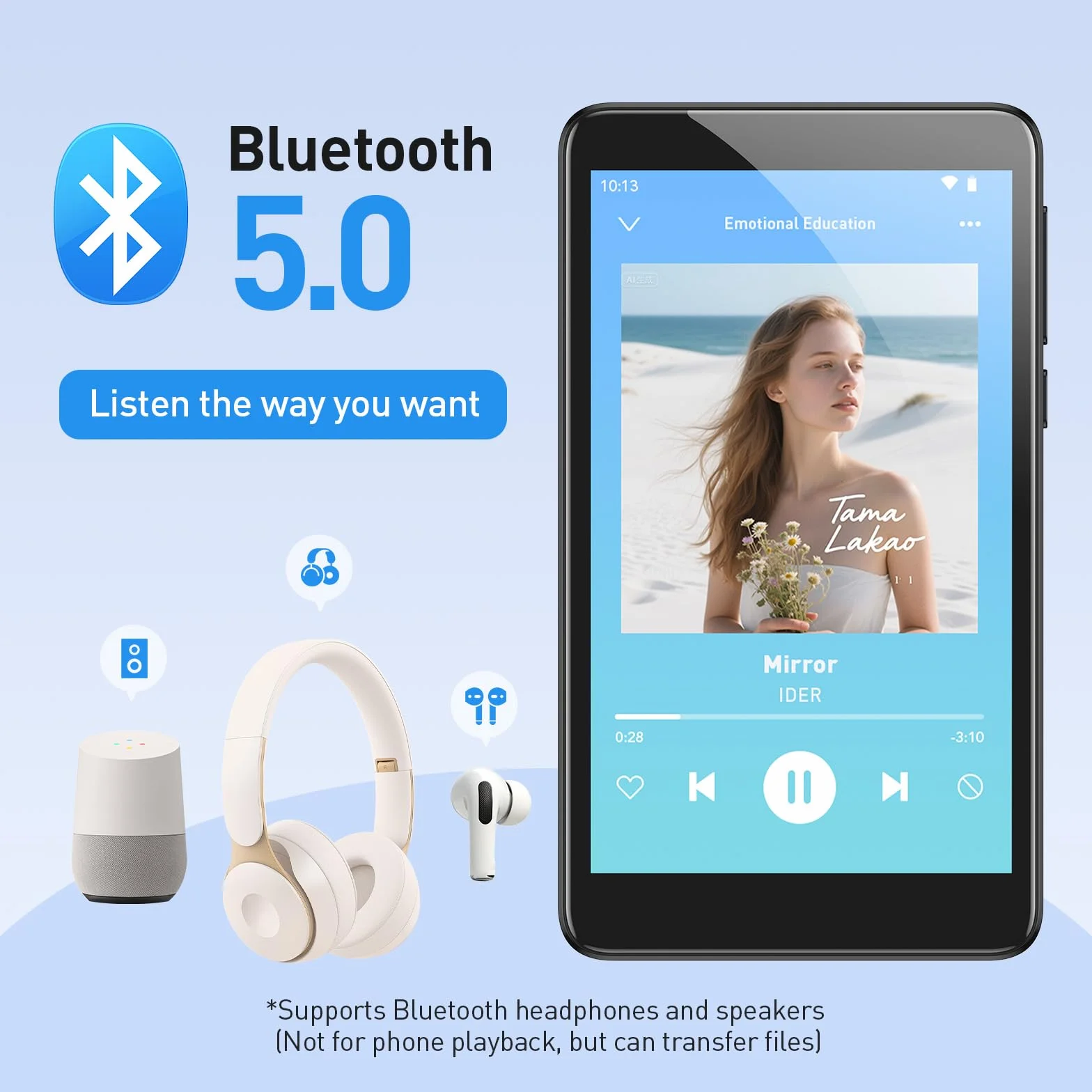 AGPTEK 96 GB MP3 Player Spotify mit Bluetooth und WLAN, 4 Zoll Touchscreen Android 14 MP4-Musikplayer, Unterstützung von Audible, APP, FM Radio, Amazon Musik, bis zu 1 TB, Schwarz