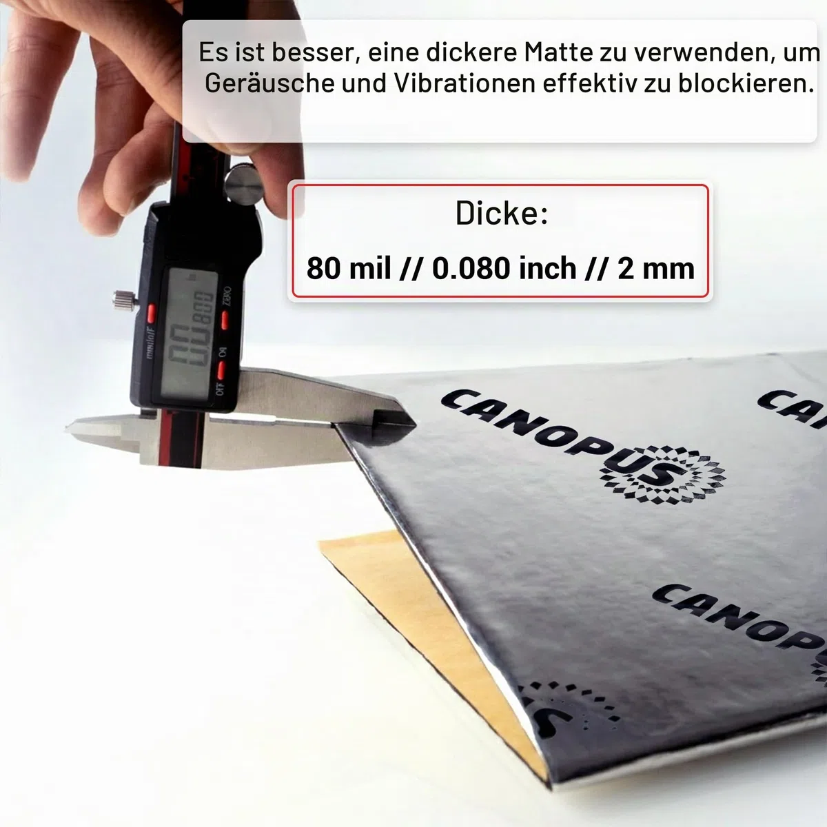 CANOPUS Professionelle Dämmmatte Auto 2mm 0,94m², 10 Blatt Schwerlast Selbstklebende Alubutyl Schalldämmung Auto, Vibrationsdämpfung für PC, Kfz, Fahrzeugboden, Seitenwände, Türen, Motordämmmatte