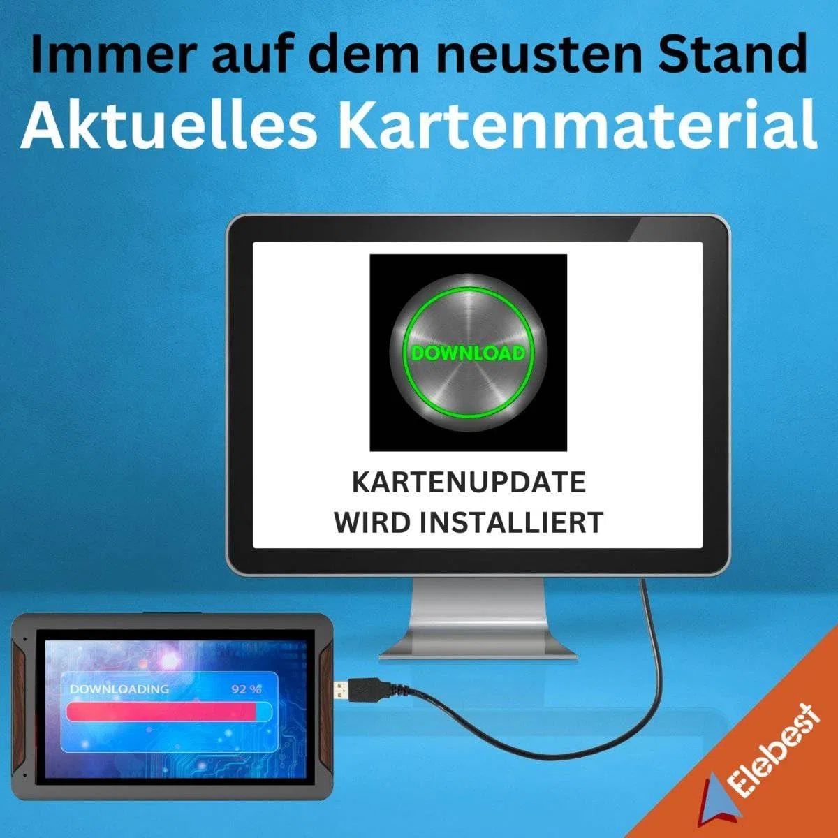 Elebest 90T Navigationsgerät – 9" Großes Display TMC-Verkehrsfunk LKW - Auto - Wohnmobil Navi