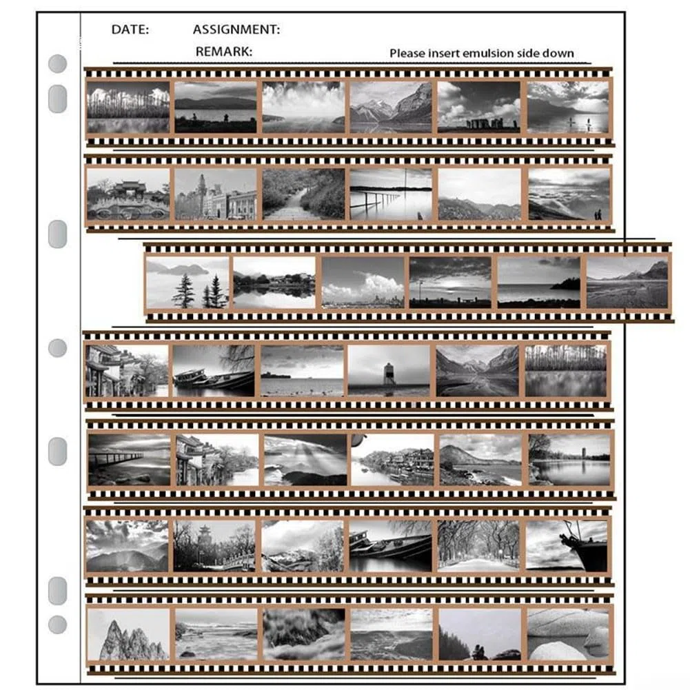 Besttoolifes Säurefreie Archivfolie Tasche Album Film Protector Aufbewahrungsbox Archivbuch mit Ring für Printfile Standard 135 35 mm 120 4 x 5 Negative Seiten Film Tasche (135 Stück 50 Stück)