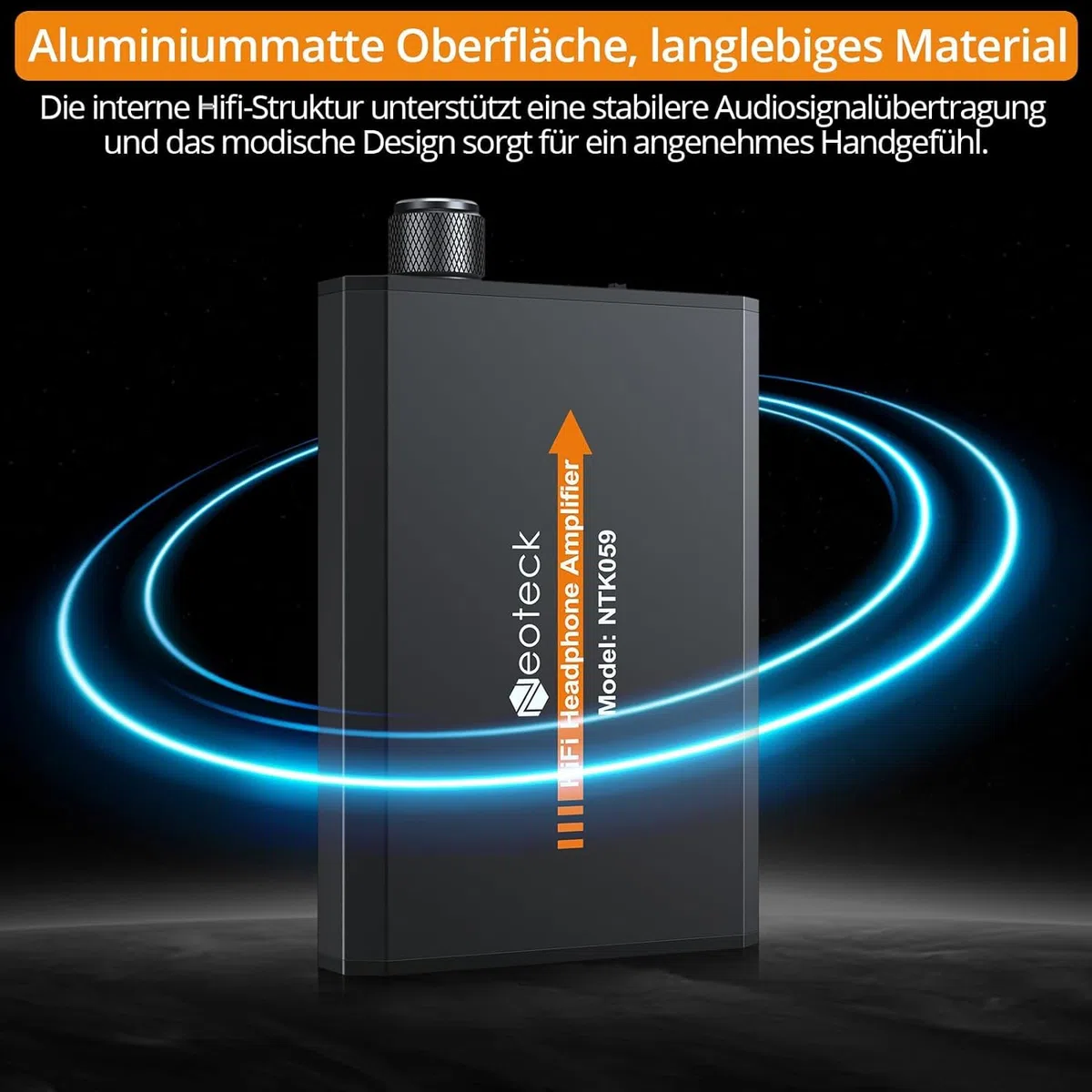 Neoteck 3,5 mm Kopfhörer-Verstärker, zweistufiger Verstärkungsschalter, tragbarer HiFi-Headset-Verstärker, Aluminium-matte Oberfläche
