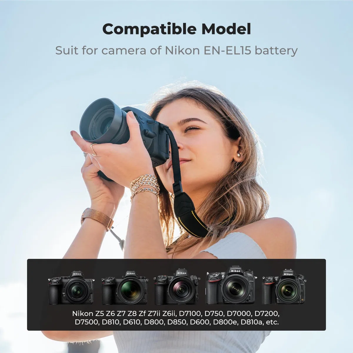 K&F CONCEPT EN-EL15/EN-EL15A/EN-EL15B Akkus kompatibel mit Nikon DSLR D7000/D7100/D7200/D7500/D850/ D810/A/ D800/E/ D750/D610/D600/D500 (2-teiliges Paket, DUAL USB-Ladegerät, 2100mAh Akku)