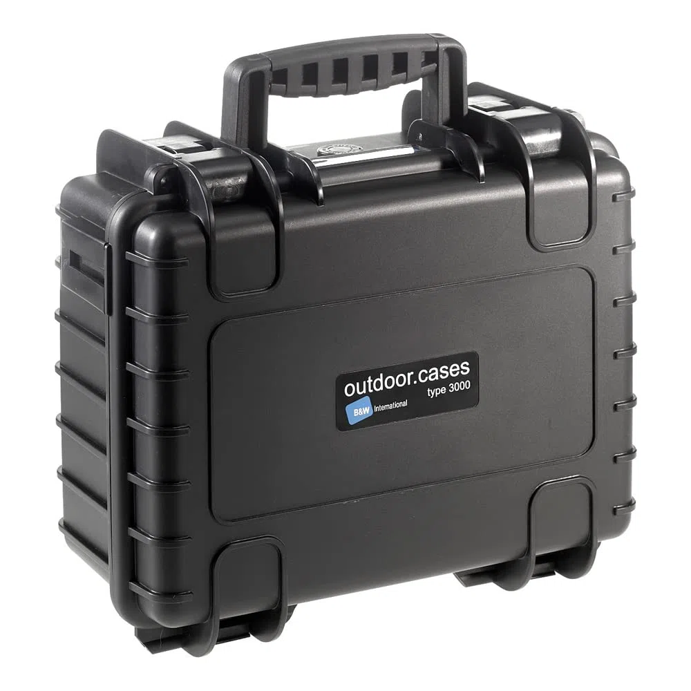 B&W Transportkoffer Outdoor - Typ 3000 - Schwarz mit Würfelschaum - Wasserdicht nach IP67 Zertifizierung, Staubdicht, Bruchsicher und Unverwüstlich