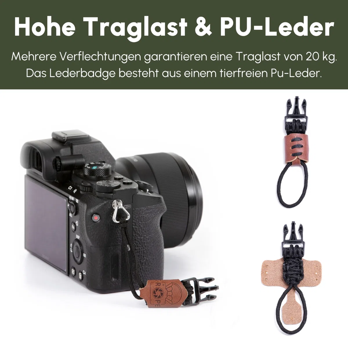 C-Rope Kamera Handschlaufe The Claw aus handgeflochtenem Paracord. Kameragurt mit Schnellverschluss-System