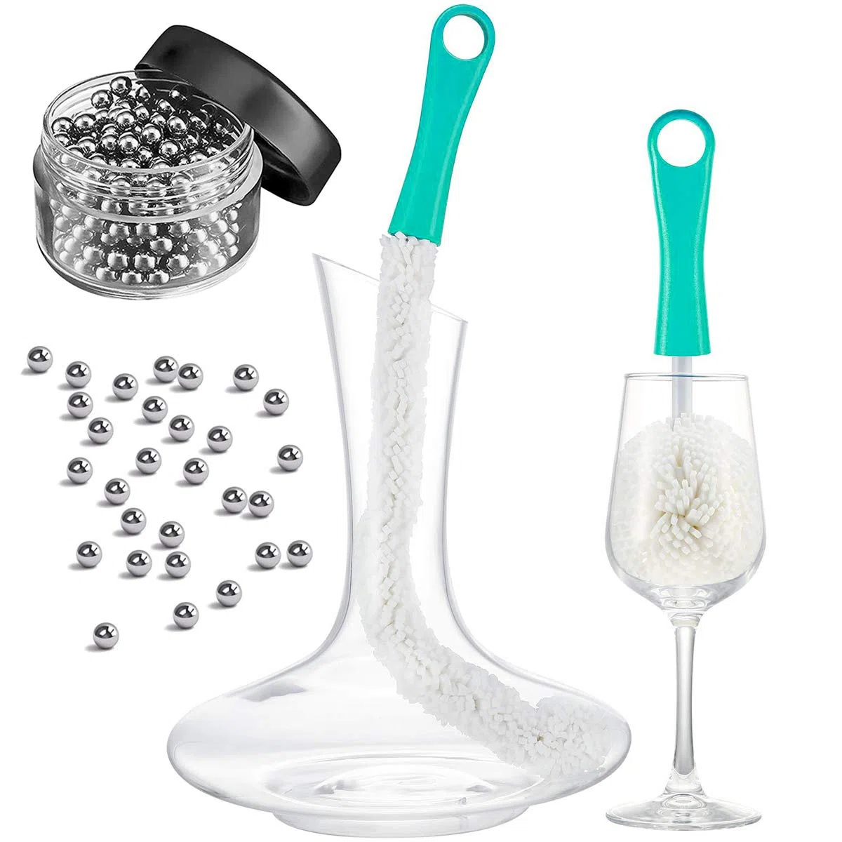 Reinigungsbürste Dekanter Bowl, Reinigung Vasen Karaffe Glasgefäße, Dekantier Glasreinigungsbürsten für die Reinigung schwer erreichbarer Bereiche wie Wein Champagnergläser Babiesflaschen
