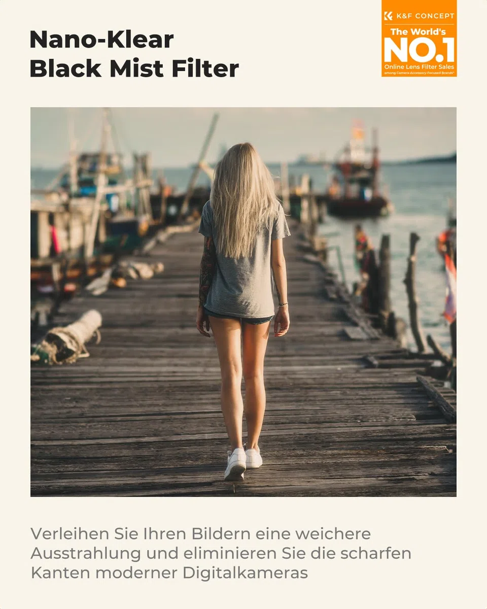 K&F CONCEPT Black Mist 1/8 Filter 49mm mit Objektivdeckel, Reinigungstuch, Schutzfilter mit Optisches Glas mit 18-facher Nano-Beschichtung (Nano Klear)