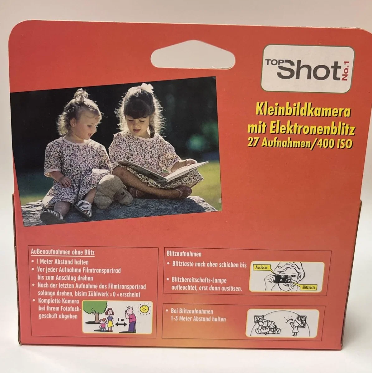 3X 1A Photo PORST Einwegkamera/Hochzeitskamera/Partykamera Edition Topshot in rot/orange (27 Fotos, mit Blitz und Batterien, 3er Pack)