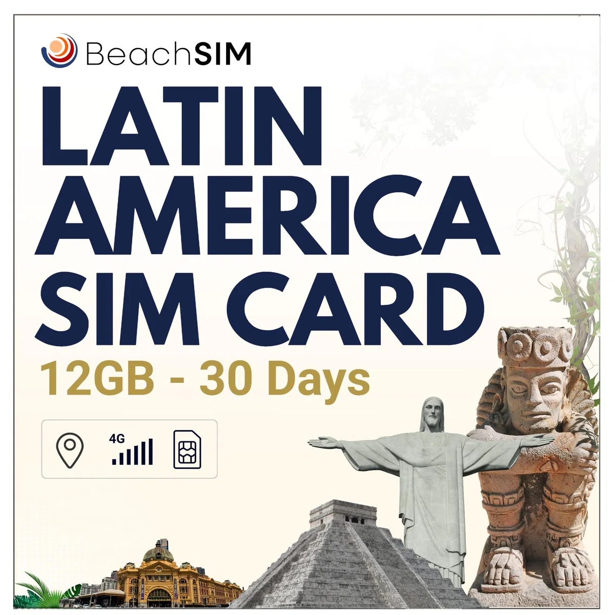 SIM Karte Südamerika 30 Tage. 12 GB Datenvolumen mit 4G/5G-Netz. Costa Rica, Brasilien, Puerto Rico und mehr als 9 weitere Länder in Lateinamerika. Nur Prepaid-Daten.