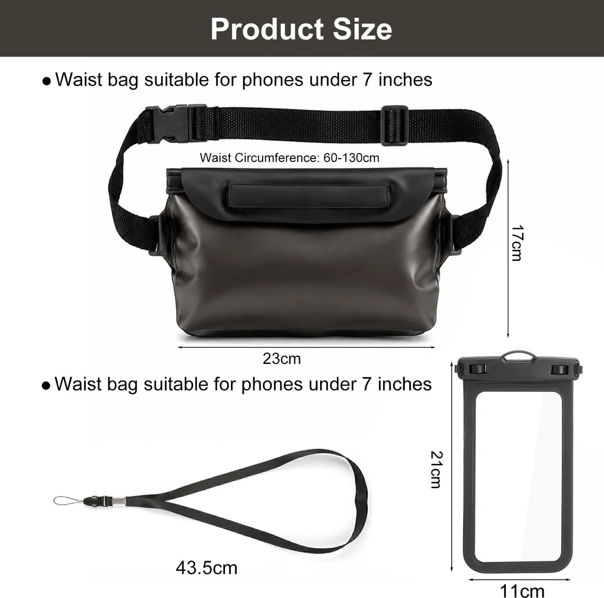 wasserdichte handyhülle & wasserdichte bauchtasche Set - IPX8 handyhülle wasserdicht mit Dreifach-Verschluss, Touchscreen & Face ID, wasserdichte tasche für Strand, Schwimmen, Tauchen, Wassersport