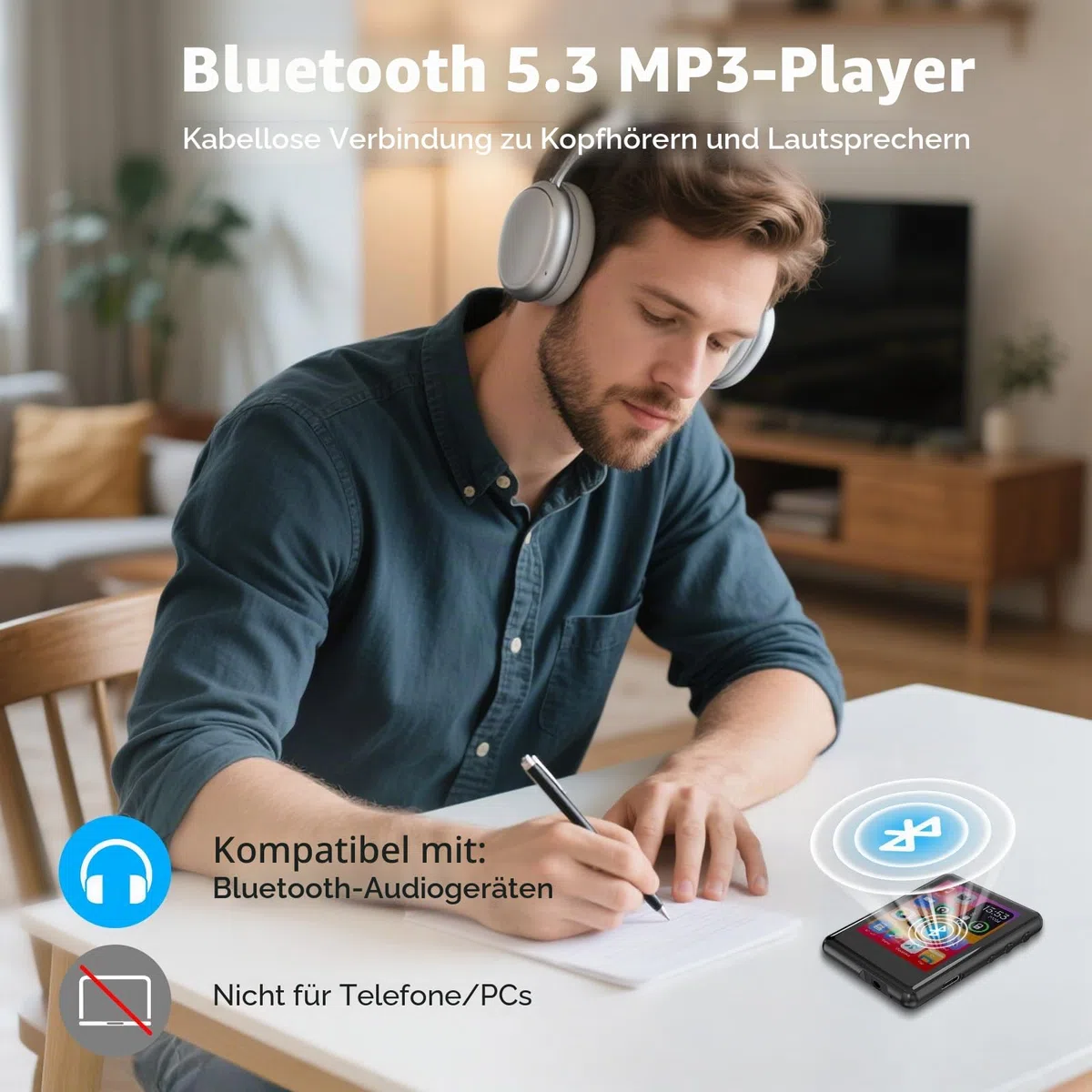 Mp3 Player Bluetooth 5.4 mit 2,4-Zoll-Touchscreen,Portable Music Player Kinder with Speaker,FM Radio,Voice Recording,Earphones, Easy to Use,erweiterbar auf bis zu 512 GB