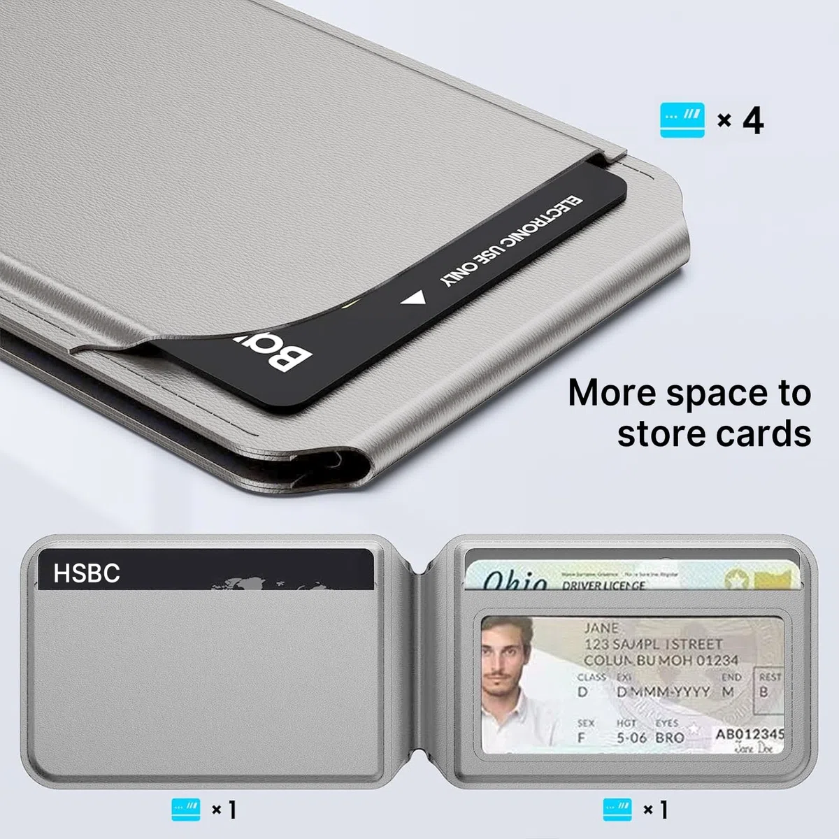 Magnetische Brieftasche für iPhone Handy Kartenhalter mit Verstellbarer Ständer 5 Kartenhalter/ID Fenster/RFID Blocker/PU Leder Wallet, für iPhone 17/16/15/14/13/12 Serie, Not for iPhone 13/12 Mini