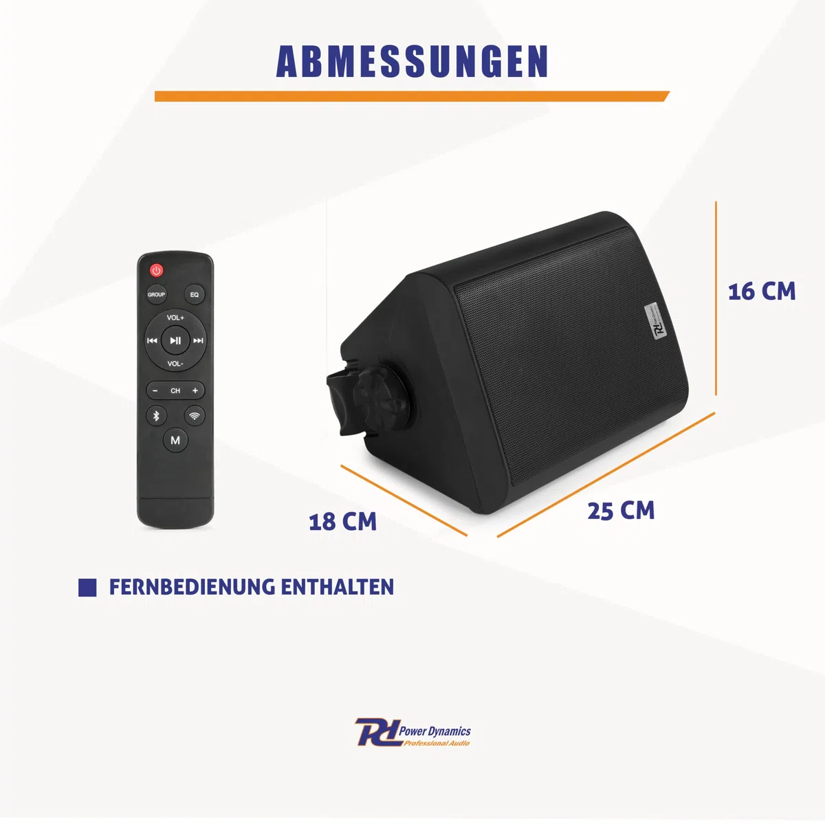 Power Dynamics WS50AB Wandlautsprecher 240W Bluetooth WLAN 2-Wege Aktivlautsprecher Schwarz