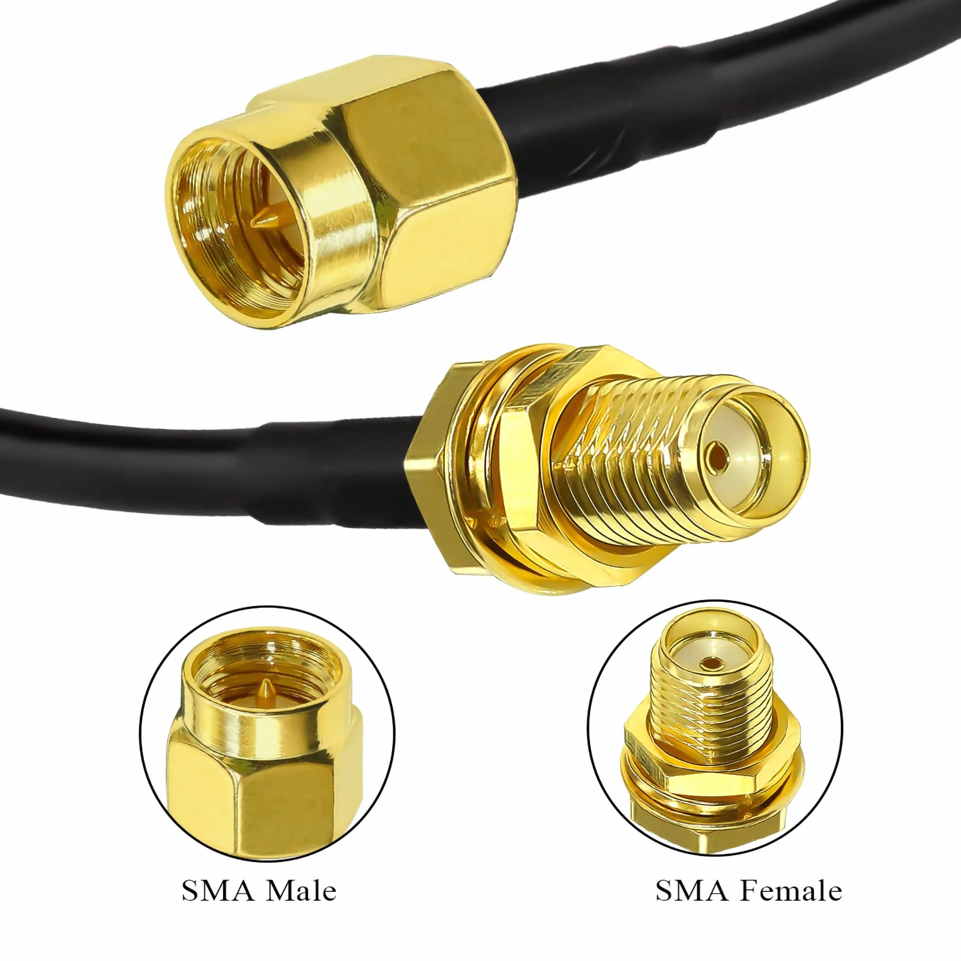 TUOLNK SMA-RG58-Verlängerungskabel, 20 m, Koaxialkabel, SMA-Stecker auf SMA-Buchse, 3G, 4G, LTE-Antenne, WLAN-Antenne, kabellos, Koaxialkabel, RF, verlustarmes CB-Radio