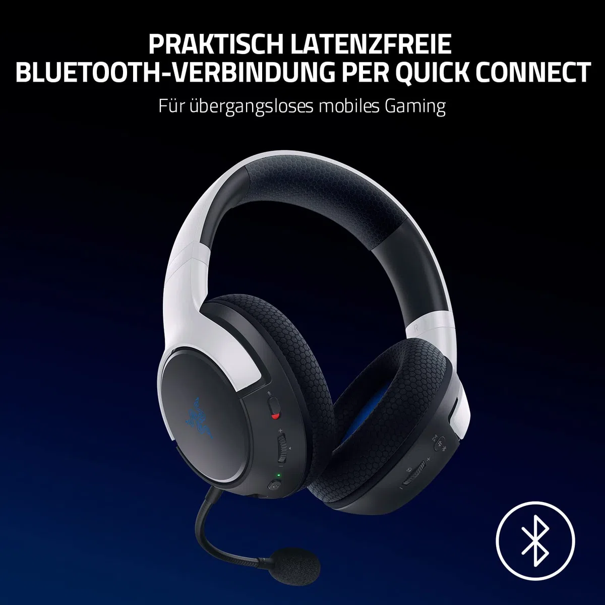 Razer Kaira für PlayStation - Kabelloses Dual-Headset für PS5 (Triforce Titanium 50-mm-Treiber, HyperClear Mikrofon mit Nierencharakteristik, SmartSwitch, FlowKnit Memory Foam) Schwarz-Weiß