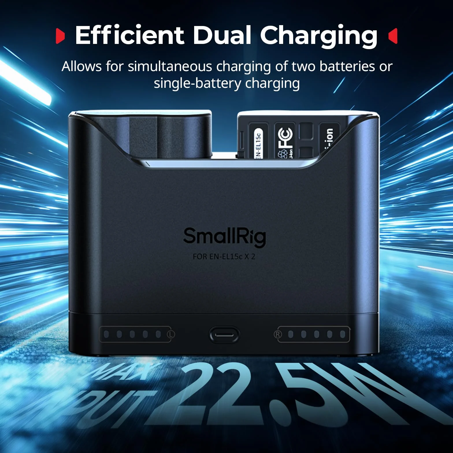 SMALLRIG EN-EL15c Kamera-Akkuset für Nikon, 22,5-W-Doppel-Ladegerät, 1940-mAh-Akkus, vollständig für Nikon ZR, Z6III, Zf, Z8, Z7II, Z7, Z6II, Z6, D850, D810, D780, D750, D500, D7500, D7200-5486