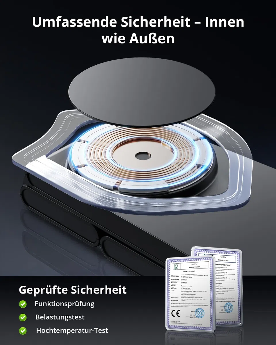 GEEKERA 3-in-1 Faltbar Ladegerät für Mag-Safe, Induktive Ladestation für Apple Watch und iPhone, Induktionsladegerät Kompatibel mit iPhone Air/17/16/15/14/13/12, Apple Watch 11-2, AirPods, Mattschwarz
