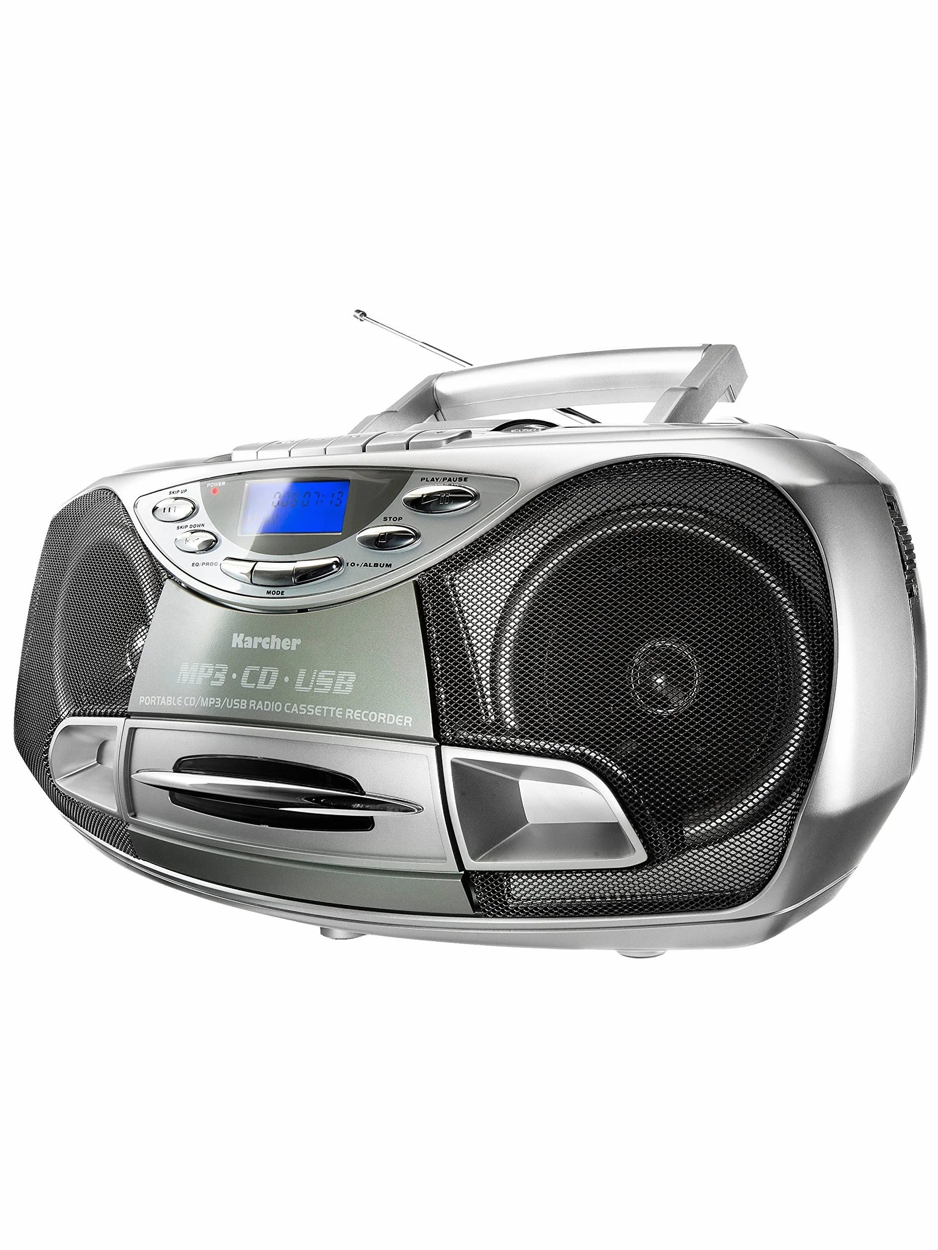Karcher RR 510(N) - tragbares CD Radio (CD Player mit Kassette, FM Radio, Boombox, kleiner Kinder CD Spieler, MP3-Player, USB, Stereoanlage, Kompaktanlage, Batterie/Netzbetrieb)