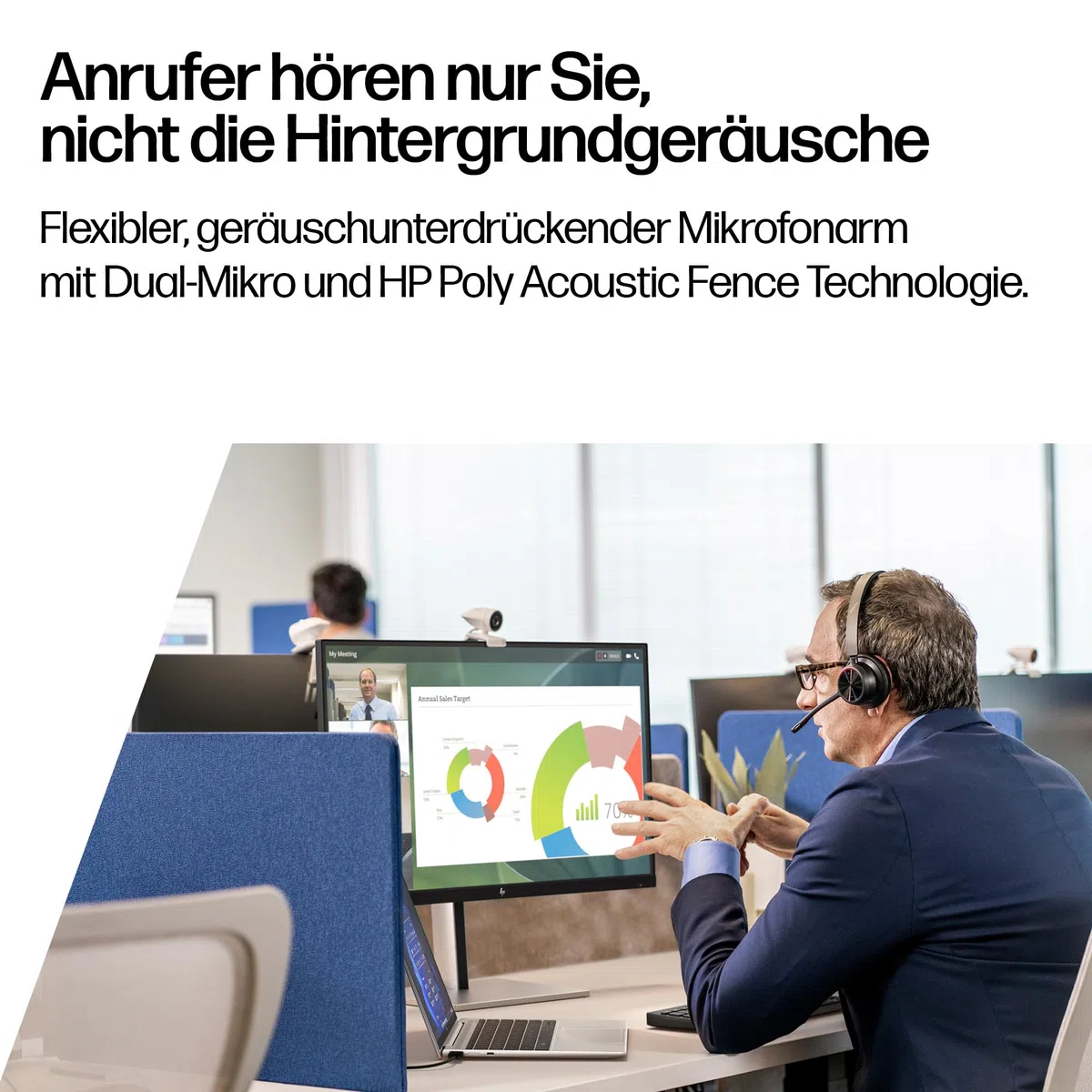 Schnurloses Poly Voyager 4320 UC-Headset und Ladestation – Stereo-Kopfhörer mit Noise Cancelling-Mikrofonarm, Verbindung mit PC/Mac/Mobiltelefon über Bluetooth, Kompatibel: Teams (zertifiziert), Zoom