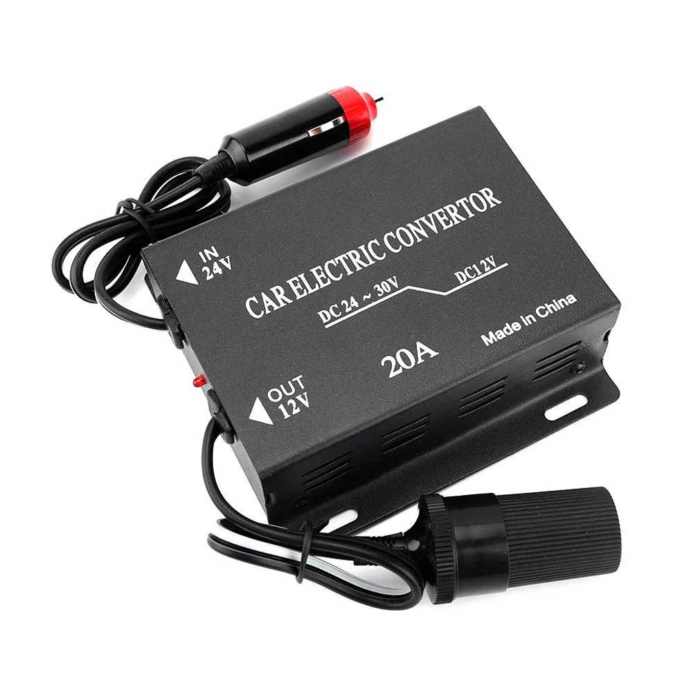 24V Auf 12V Auto Konverter, 20A Auto Stromrichter Abwärtsstromversorgungs-Stromrichter, Auto-Stromversorgungswandler Abwärtswandler Zigarettenanzündertyp für Car Audio LED Radio LKW Yacht