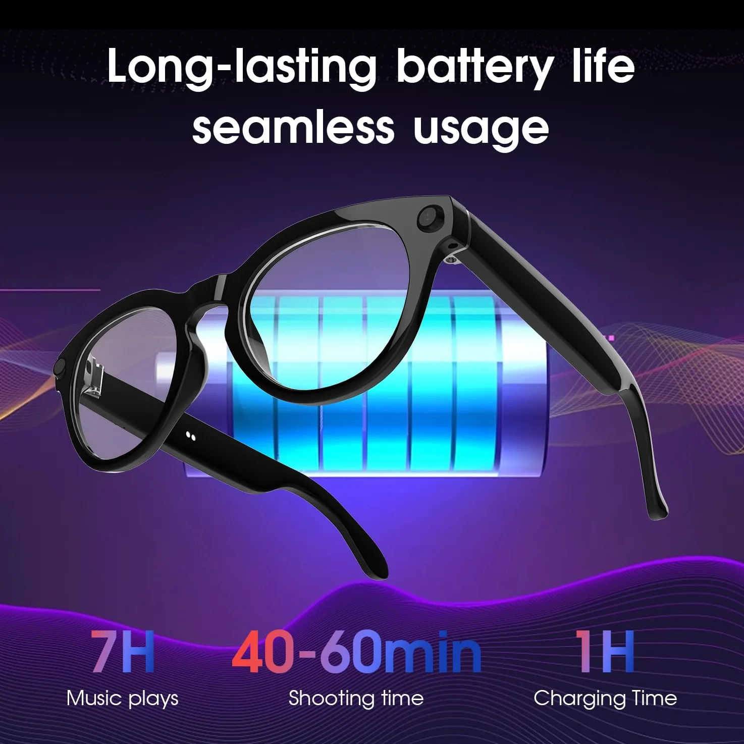 AI Smart Glasses mit Kamera, 8MP HD Kamera Brille, Lautsprecher mit Offener Rückseite, Photochrome Gläser, Unterstützt Foto, Videos, KI Brille für Outdoor-Aktivitäten, Radtouren, Wandern, Reisen