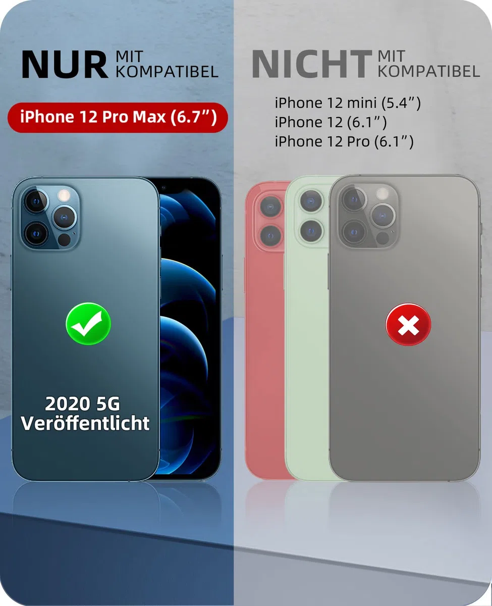 Beeasy Kompatibel mit iPhone 12 Pro Max Hülle Wasserdicht, Outdoor Militärschutz Stoßfeste Staubdicht Schutzhülle, 360 Grad Schutz mit Displayschutz iPhone 12 Pro Max Case (6,7''), Schwarz