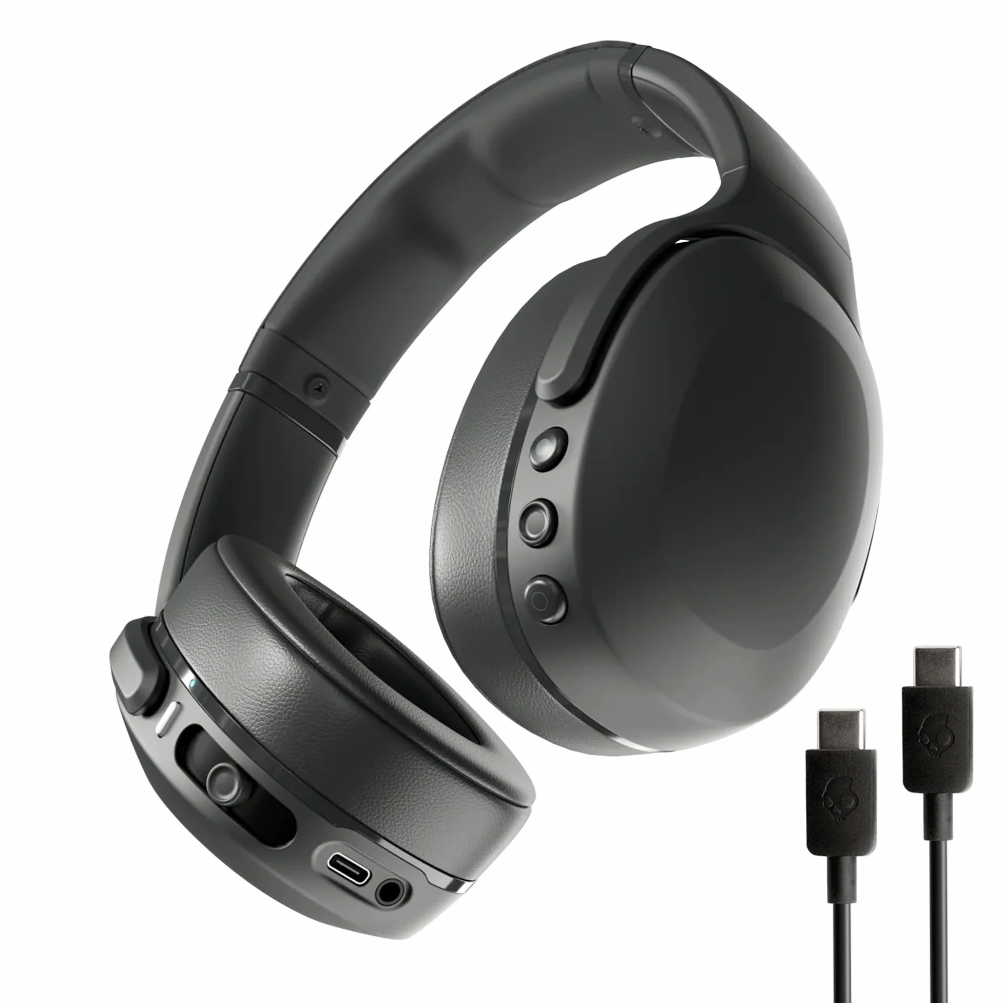 Skullcandy Crusher Evo Wireless Bluetooth-Kopfhörer mit zusätzlichem USB-C-Ladekabel, multisensorischem Bass, schallisolierender Over-Ear-Passform, 40 Stunden Akkulaufzeit - Schwarz