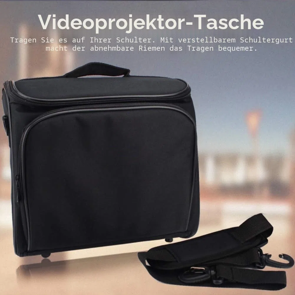 Faderr Video-Projektor-Tasche, Schutzhülle und Schützende Tragetasche für Videoprojektoren, Stoßfest, Reißverschluss, rutschfeste Tasche mit Schultergurt (S)