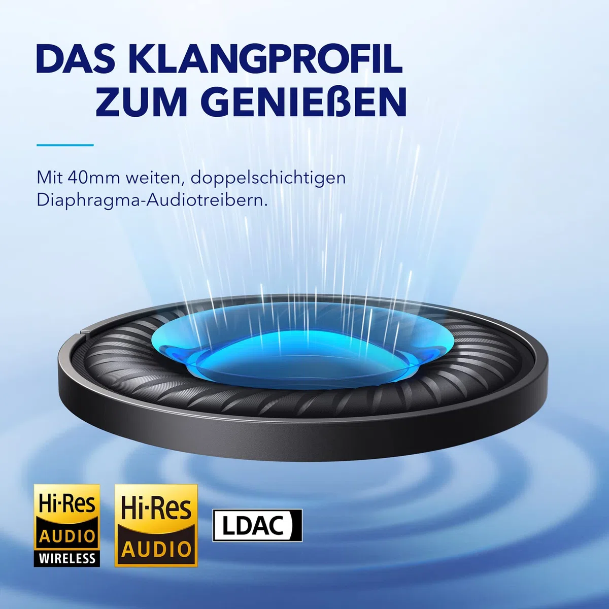 soundcore by Anker Space Q45 Bluetooth Kopfhörer, Adaptive aktive Geräuschunterdrückung bis zu 98%, 50 Std. Wiedergabe, App Steuerung, LDAC Hi-Res Wireless Audio, Leichtes Design, Kristallklare Anrufe