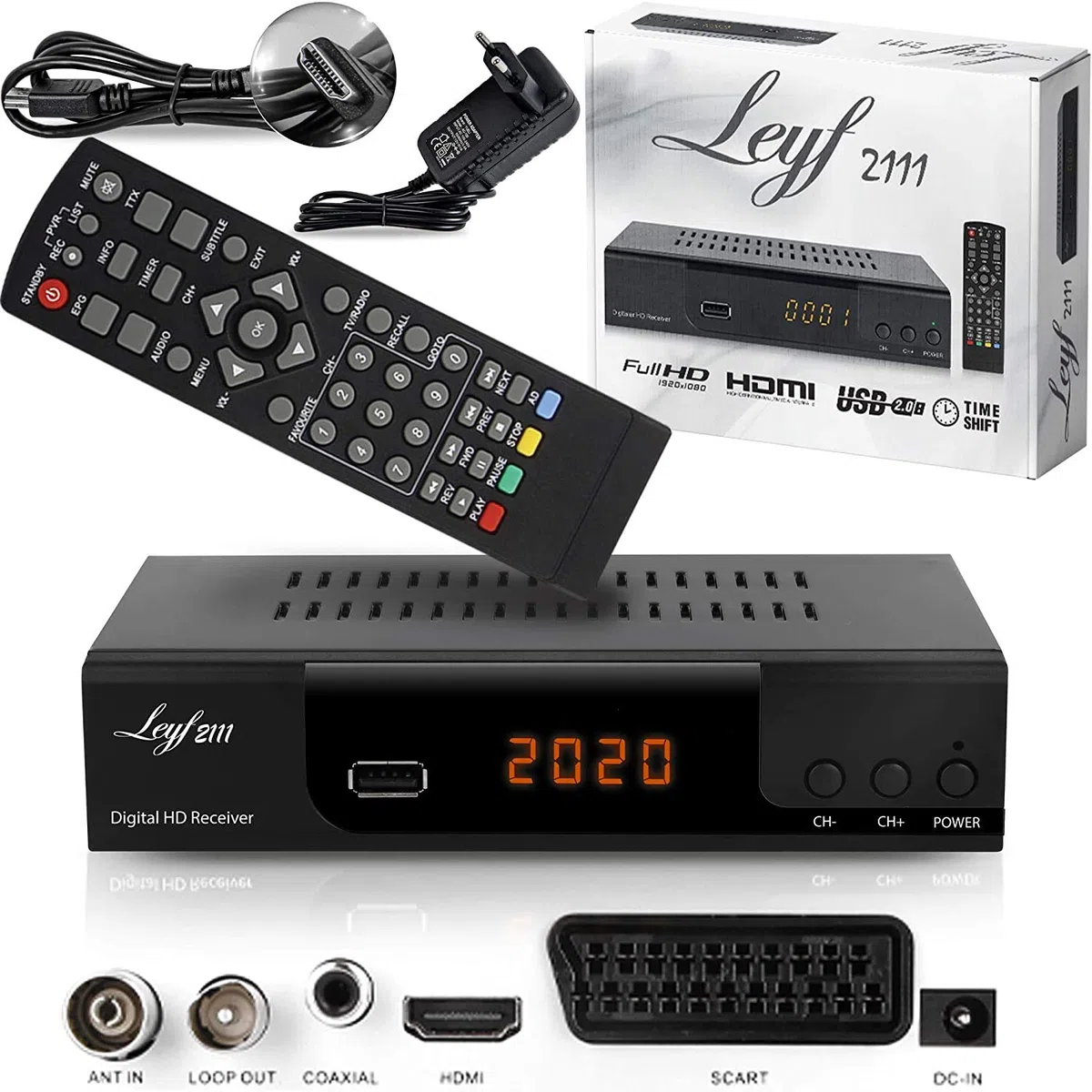 hd-line Kabelreceiver Kabel Receiver Receiver für digitales Kabelfernsehen - DVB-C (HDTV,DVB-C / C2, DVB-T/T2, HDMI, SCART, USB 2.0,) + HDMI Kabel (Receiver)