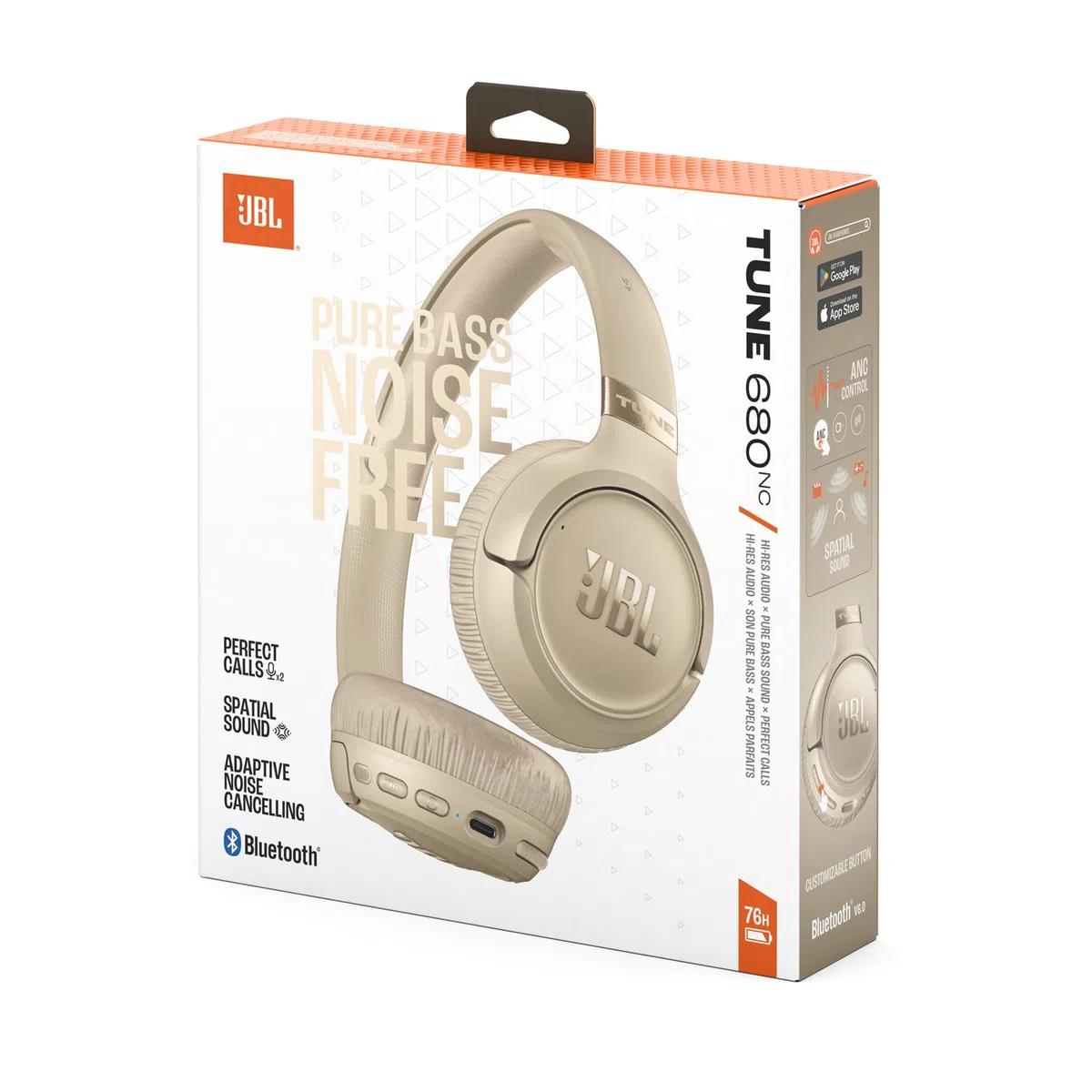JBL Tune 680NC, Kabelloser On-Ear-Kopfhörer mit Noise-Cancelling, Beige | Bluetooth 6.0, Smart Ambient, Bis zu 76 Stunden Akkulaufzeit, Google Fast Pair, Microsoft Swift Pair und Hi-Res Audio