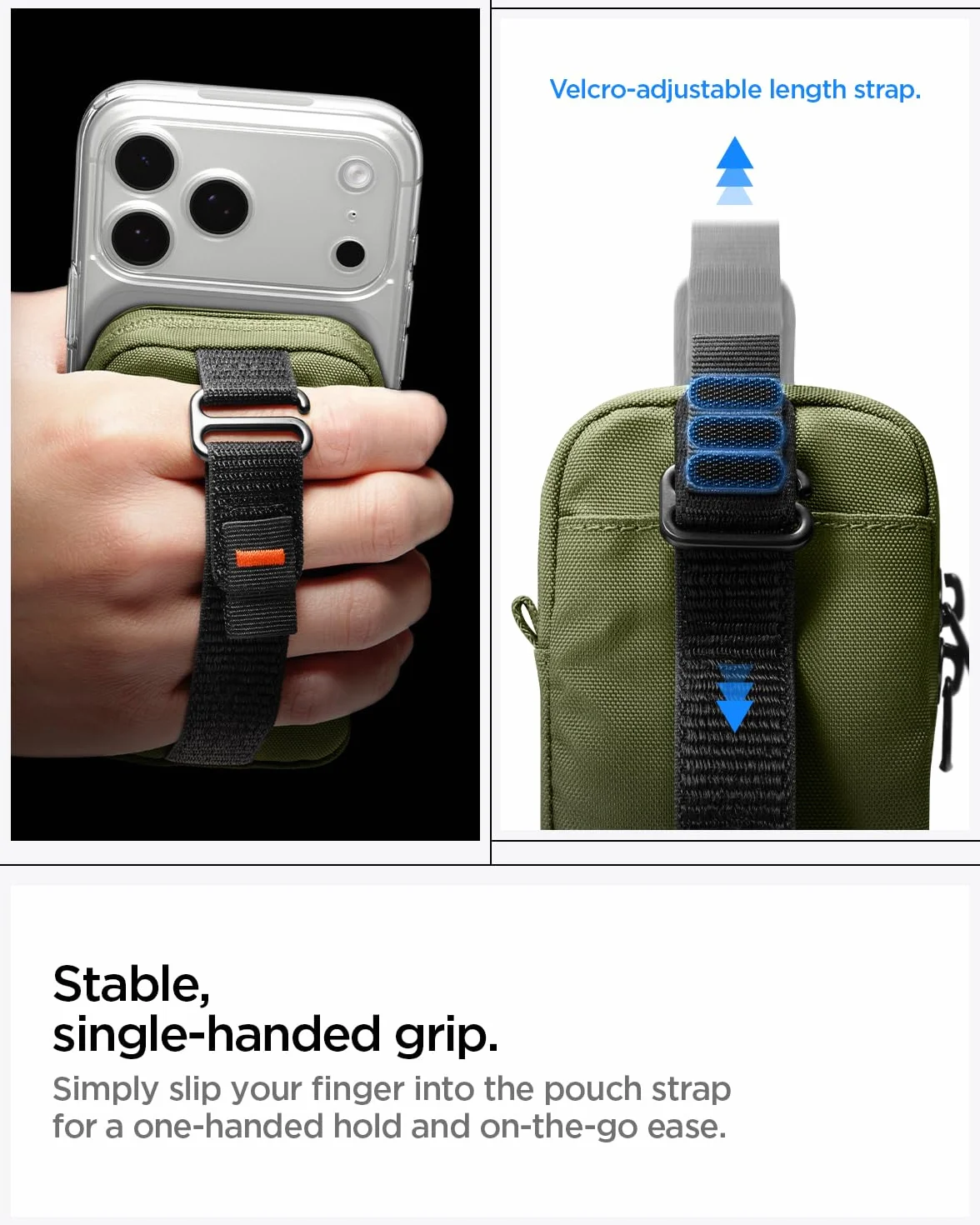 Spigen TinTap Zip MagFit MagSafe Kartenhalter Pouch mit RFID Blocking Kompatibel mit iPhone 17/16/15–12 Serie, AirPods Pro 3–1, AirPods 4–1 und Google Pixel 10 Serie mit Pixelsnap - Olivgrün