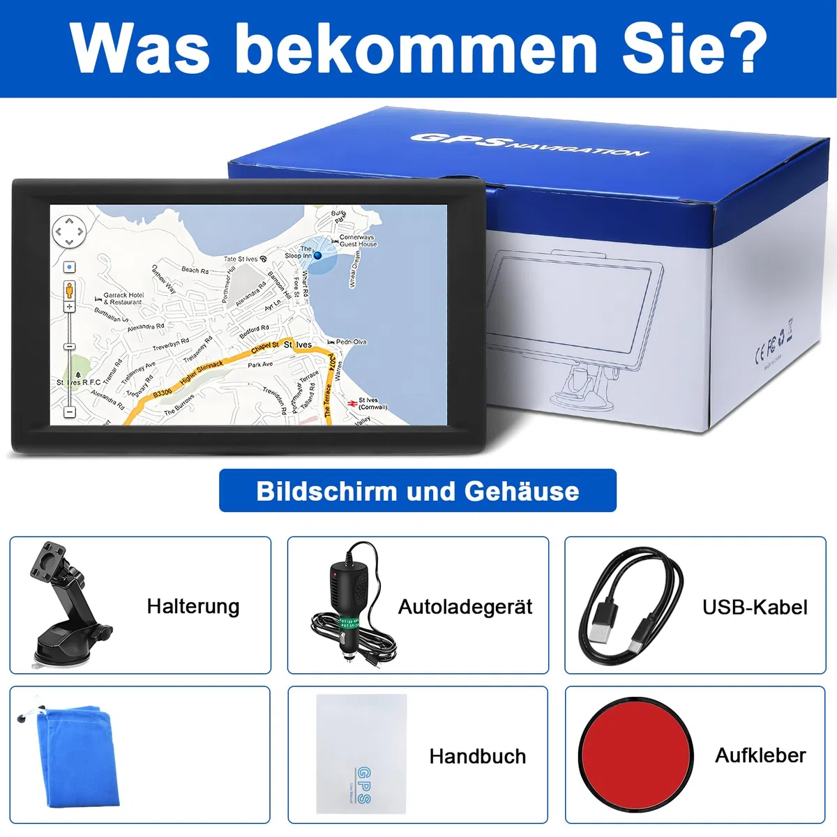 Navigationsgeräte für Auto,9 Zoll,LKW navigationsgeräte-GPS mit Echtzeit-Verkehrsinformationen,mit HD-Display und Sprachsteuerung,europäische Karten,geeignet für PKWs,Wohnmobile und LKWs