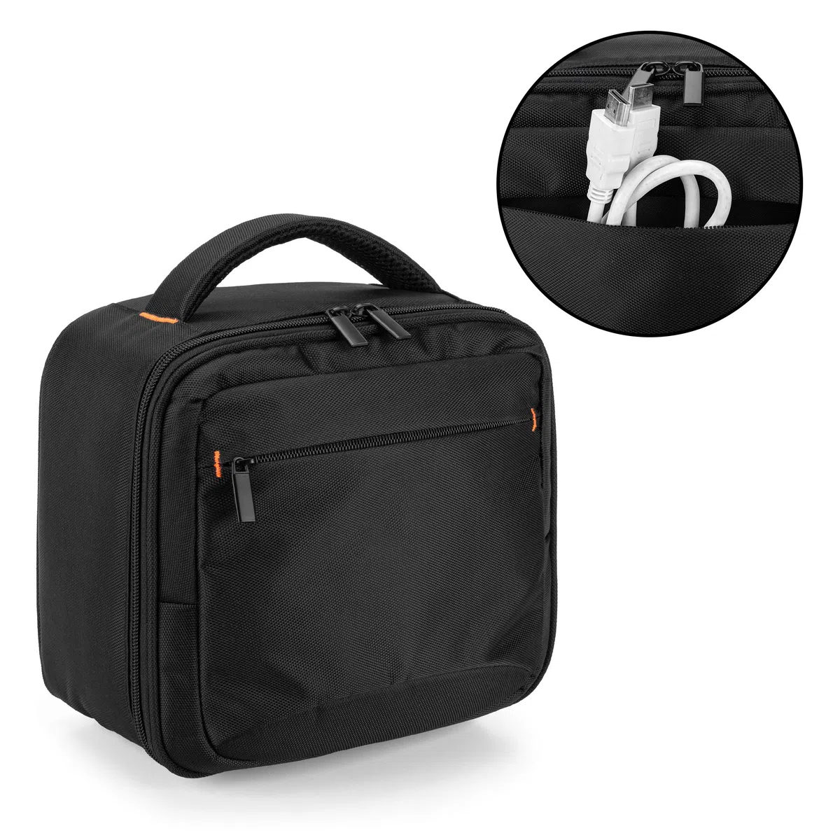 CURMIO Beamer Tasche, Tragetasche für Mini Projektor, Projektortasche Kompatibel mit DR.J und QKK und Andere Kleine Beamer und Zubehör (OHNE ZUBEHÖR ENTHALTEN), Schwarz