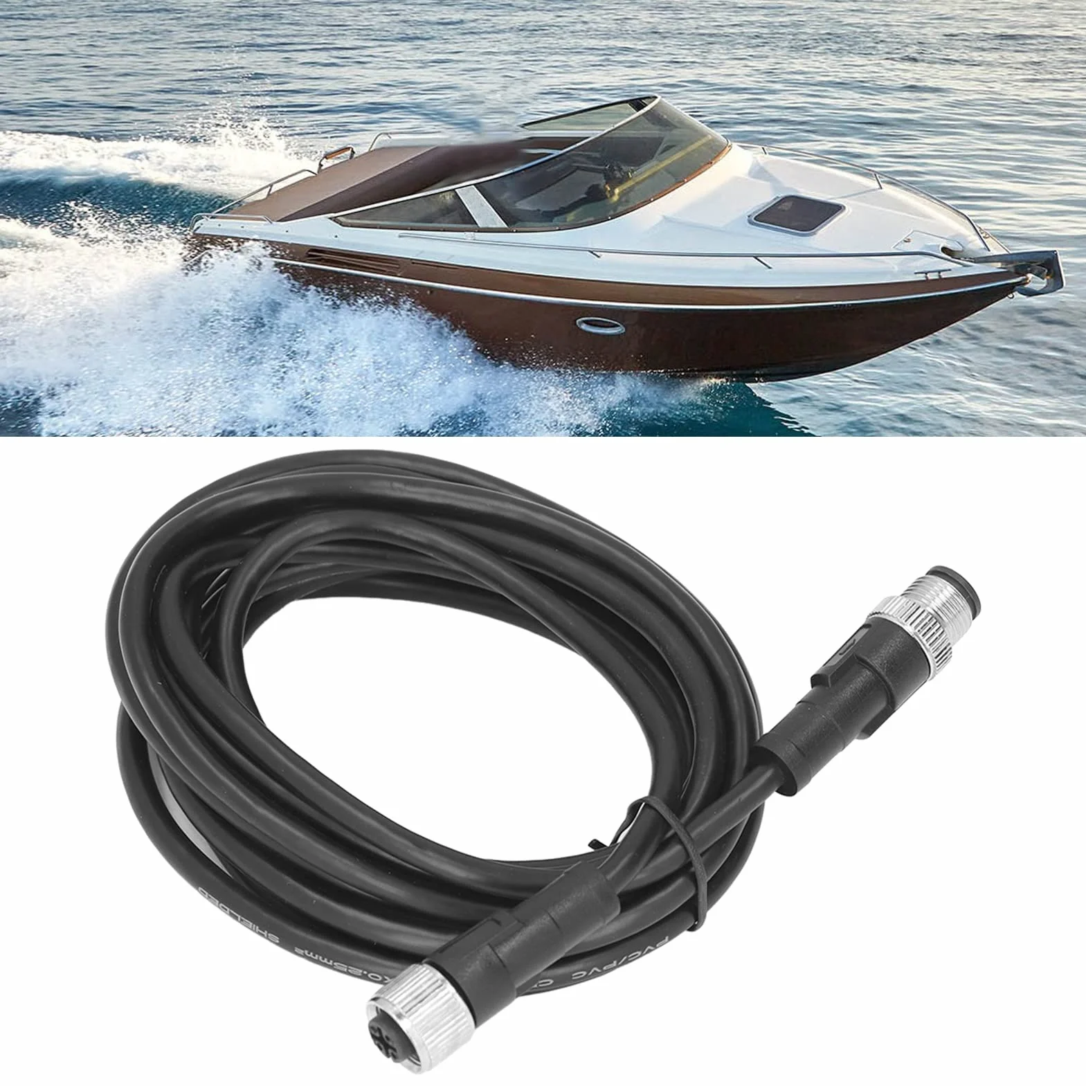 NMEA 2000 Backbone-Drop-Kabel für Boote, EVGATSAUTO Schwarzes ABS-Kabel Ersatz (4 Meter)