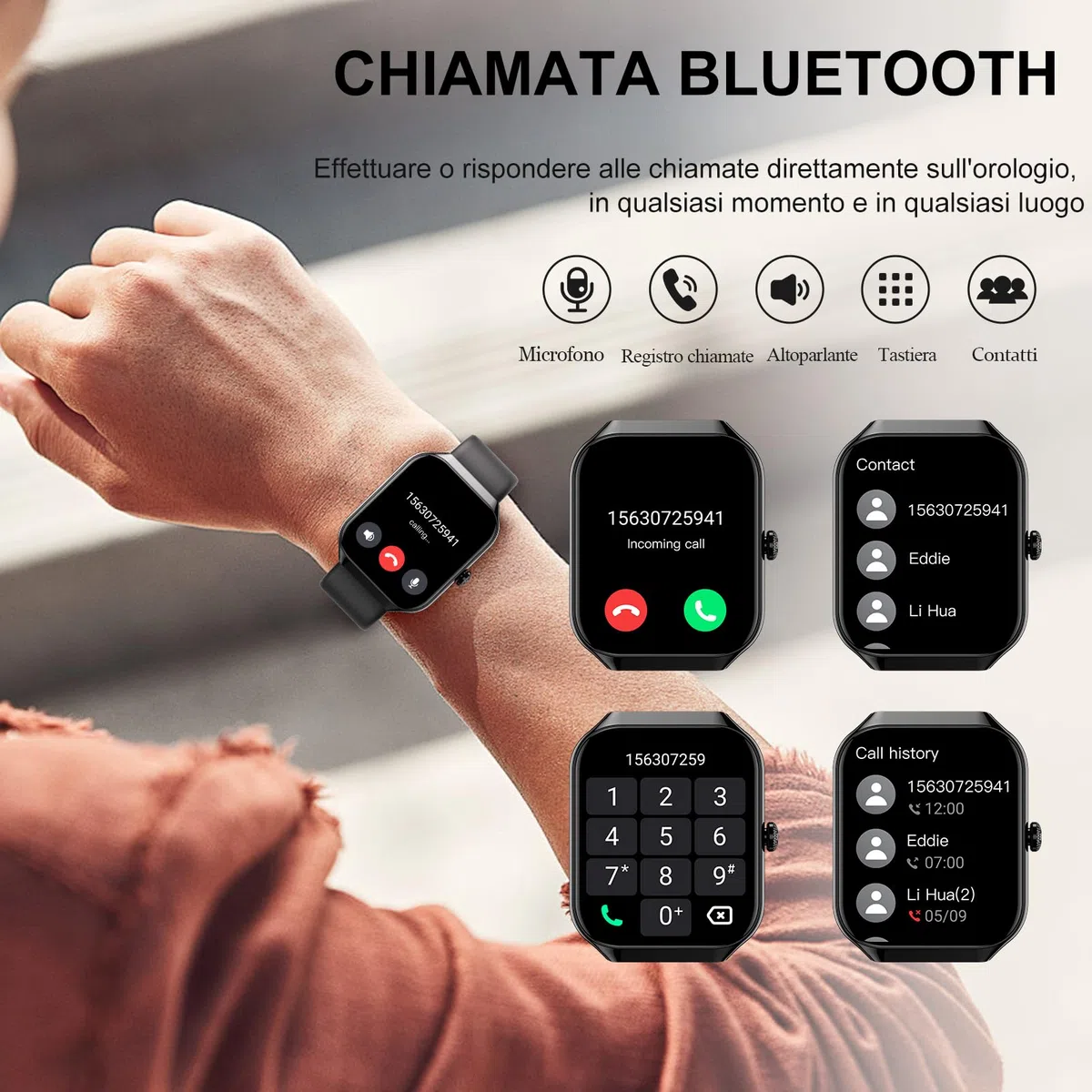 Smartwatch Herren Damen, 1.96" Fitnessuhr Herzfrequenz Schlafmonitor Schrittzähler Uhr Smart Watch, Bluetooth Anrufe, 113+Sportmodi Sportuhr, IP68 Wasserdicht Fitness Tracker für iOS Android Schwarz