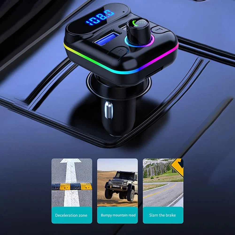 Auto-Freisprecheinrichtung M33 Bluetooth-Kompatibler 5.0-FM-Sender Dual-USB-Ladegerät-Kit MP3-Modulator-Player Disk-Player