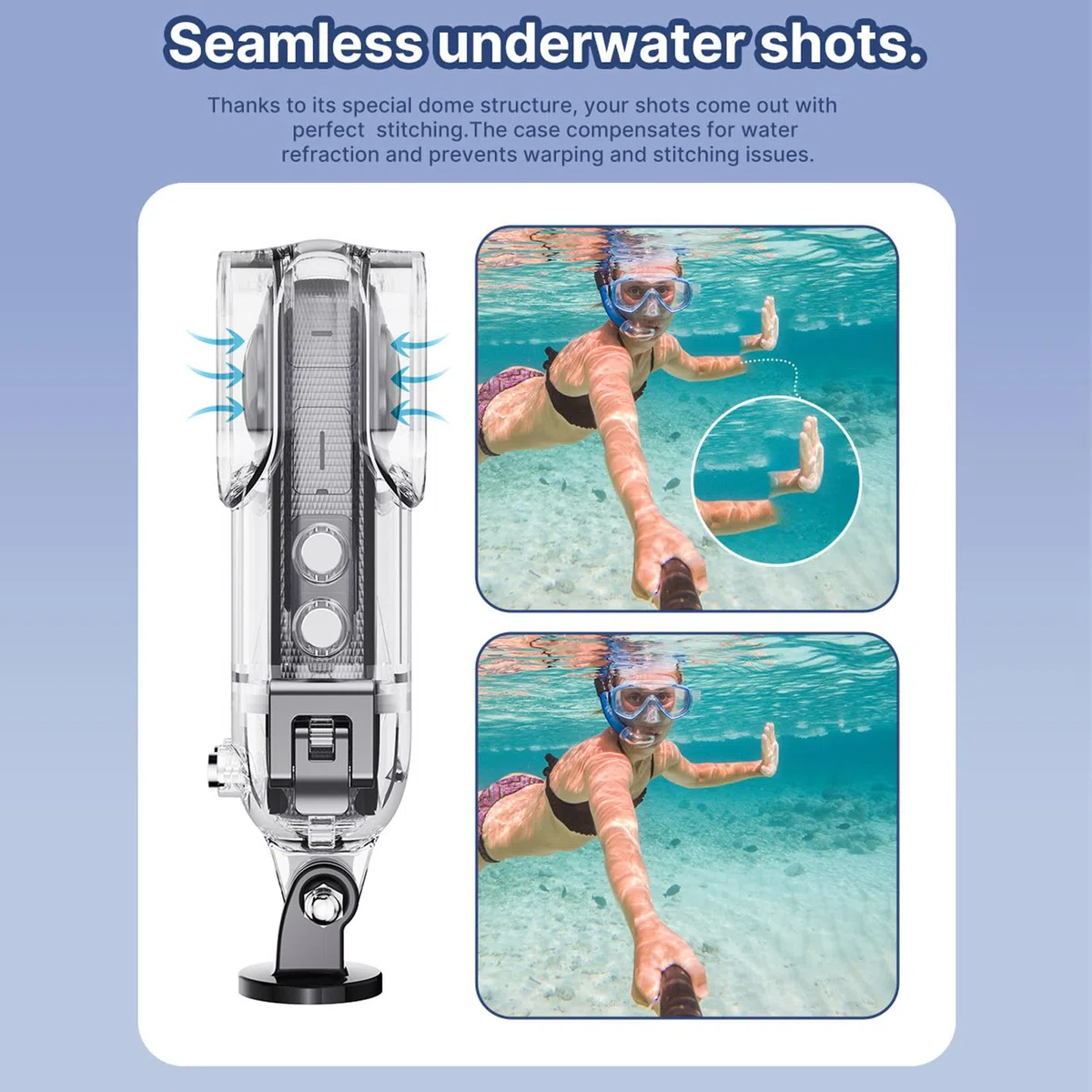 VBESTLIFE Wasserdichtes Action-Kamera-Gehäuse für X3, Wasserdichtes Gehäuse für One X3 Action-Kamera, Unterwasser-Tauchschutzgehäuse 45 M mit Halterungszubehör
