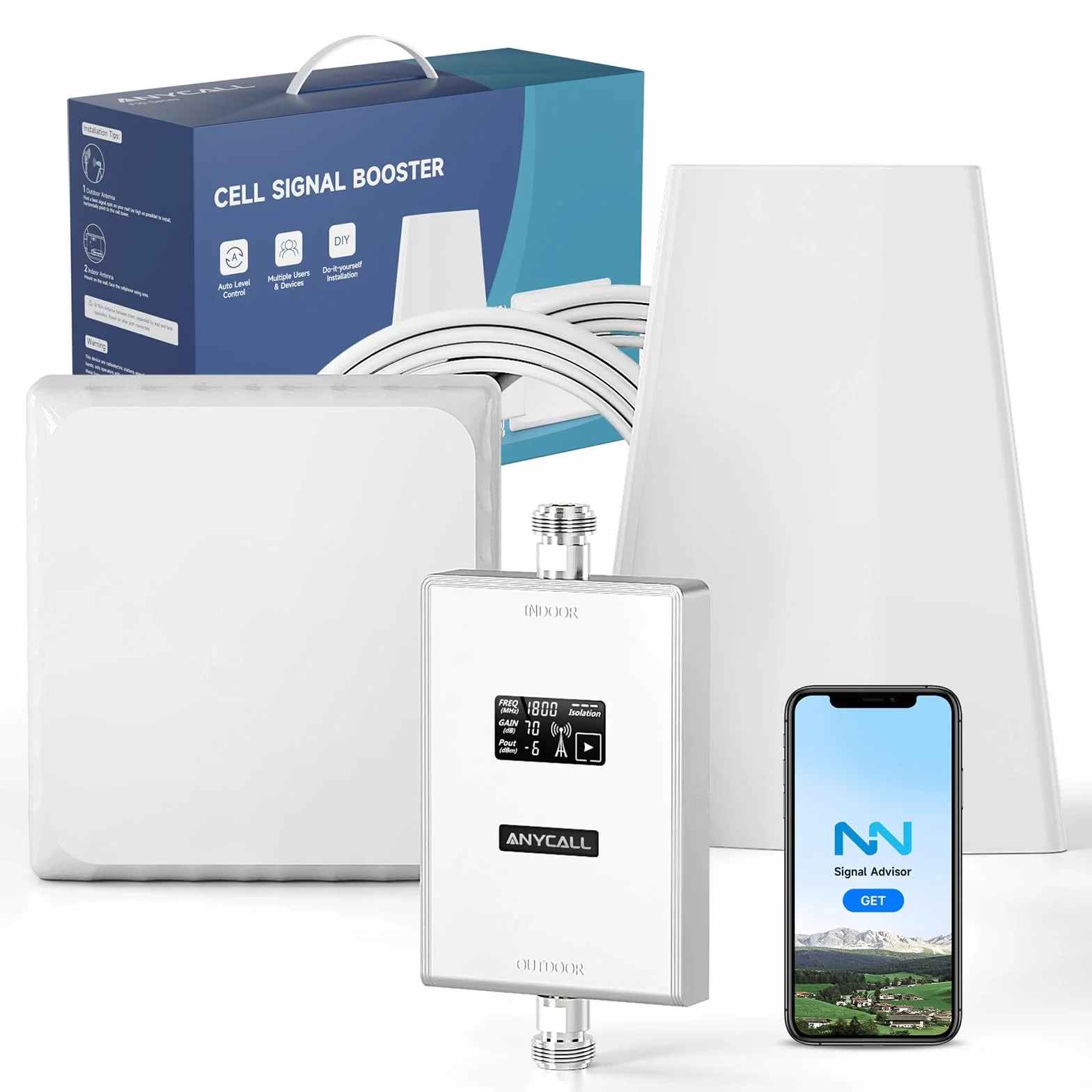 Mobilfunk Verstärker für Band 3 und 7, Handy Signalverstärker für Haus und Büro, 4G LTE 3G GSM Repeater mit Hoher Verstärkung für Alle Deutschen Netzbetreiber O2 E-Plus T-Mobile