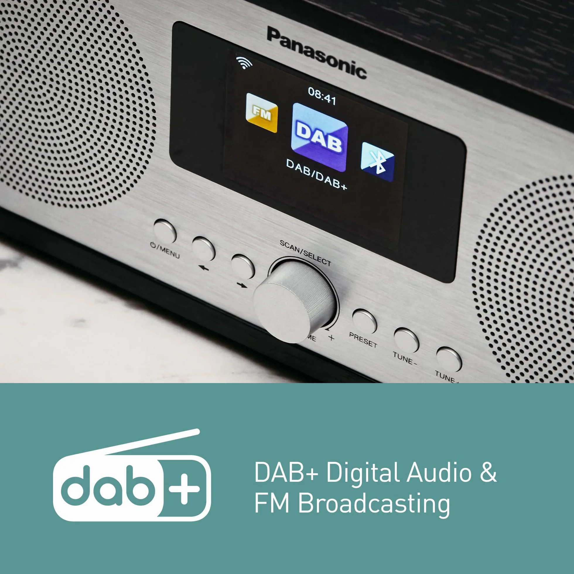 Panasonic RF-D40EG-K Internet DAB+ FM Radio Bluetooth 6W 7,5cm Lautsprecher 2,4 Zoll TFT LCD Wecker Einschlaftimer Fernbedienung USB WLAN Schwarz
