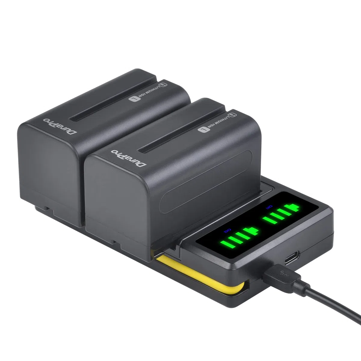 DuraPro 2 x 5200 mAh NP-F750 NP-770 Akku + LED Dual Bulit-in USB-Ladegerät mit Typ-C-Anschluss für Sony NP-F330 NP-F550 NP-F570 NP-F750 NP-F770 NP-F960 NP-F970 CCD-SC5 CCD-TRV DCR-TRV Serie Camcorder