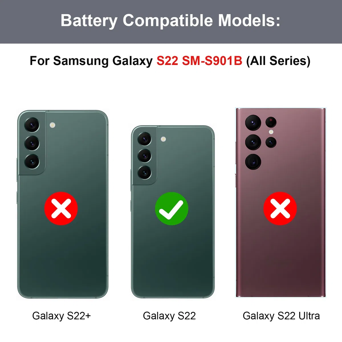 Akku für Samsung Galaxy S22 SM-S901F, 3700mAh Hochkapazitäts-Ersatzakku für Galaxy S22 5G (EB-BS901ABY) mit professionellen Reparaturwerkzeugen