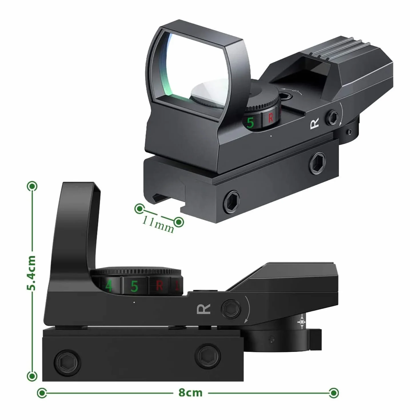 Paike Red Dot Sight Reflex Sights 4 Styles Reticles (11mm Rail)