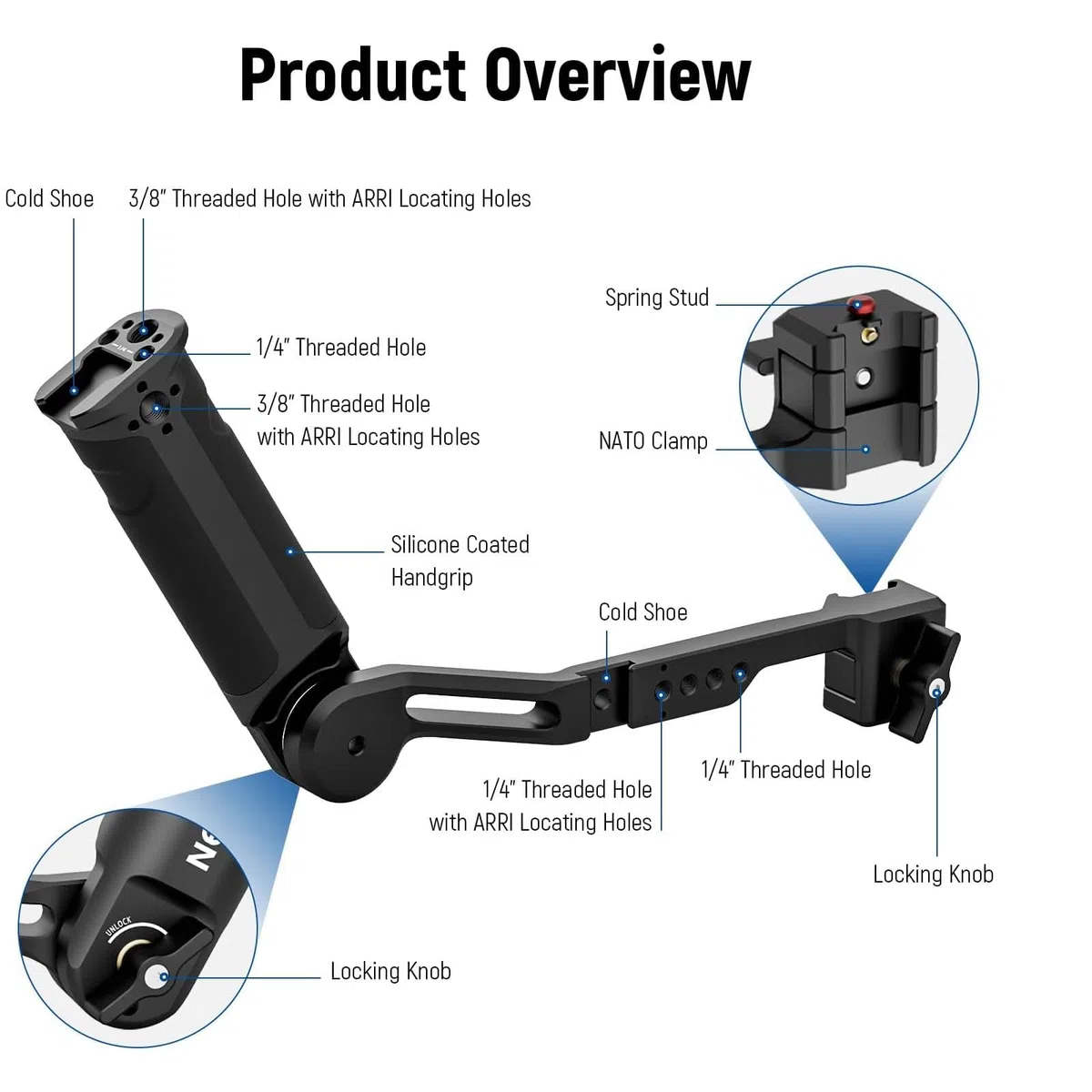 NEEWER Verstellbarer Sling Handgriff, kompatibel mit DJI Ronin RS5, RS4, RS3 Mini, RS 3 Pro, RS 2, RSC 2 Gimbal Stabilisator für Aufnahmen aus niedrigen Winkeln, maximale Belastung 13,2lb, ST49